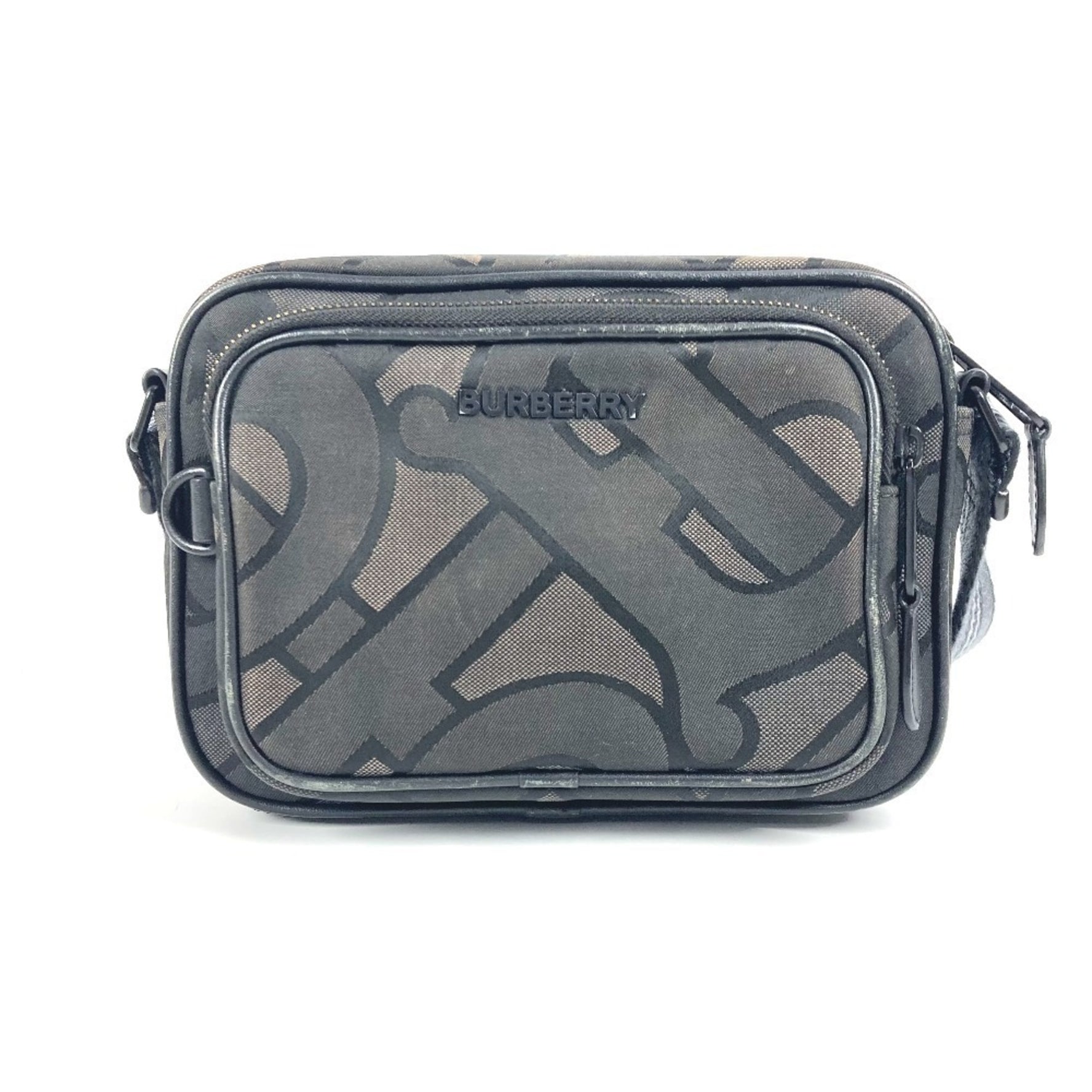 BURBERRY TB logo bag, pochette, crossbody shoulder nylon canvas, men's, gray