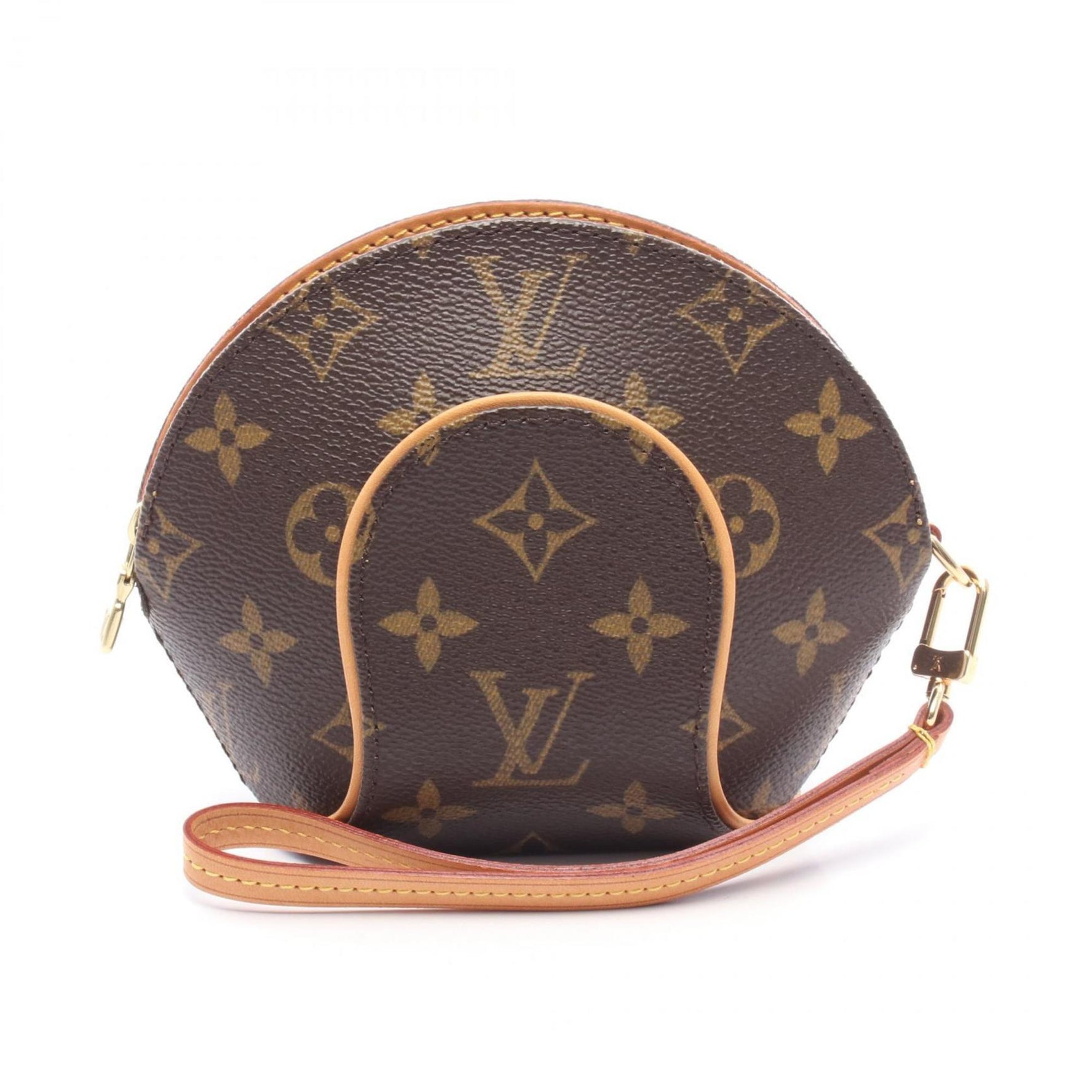Louis Vuitton Mini Ellipse Pouch, Leather and Coated Canvas, Monogram, Brown