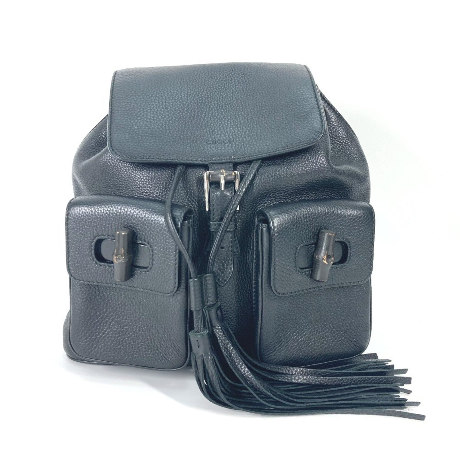 GUCCI Bamboo Backpack with Fringe and Tassel, Leather