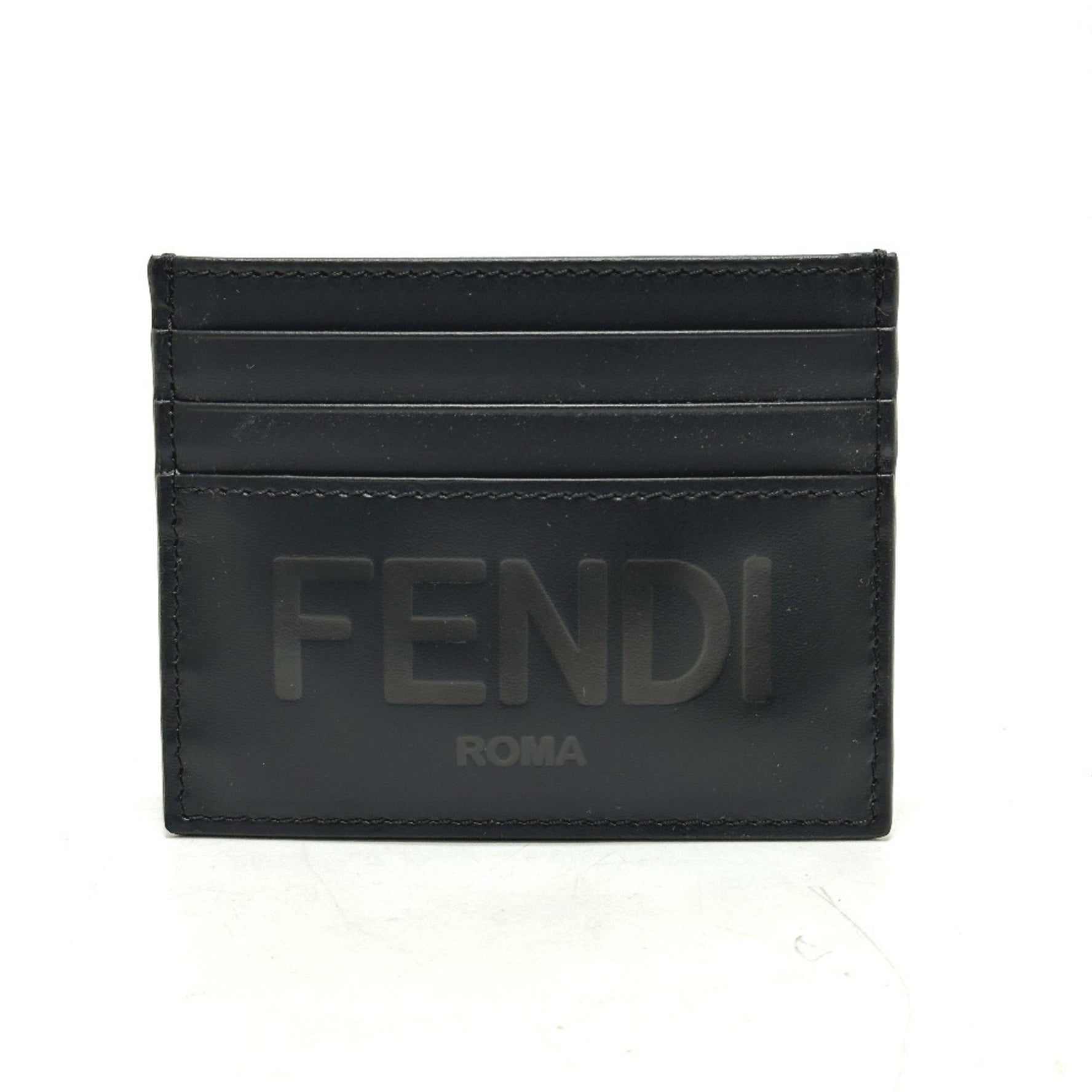 FENDI Business Card Holder Pass Case Holder/Card Leather Men's