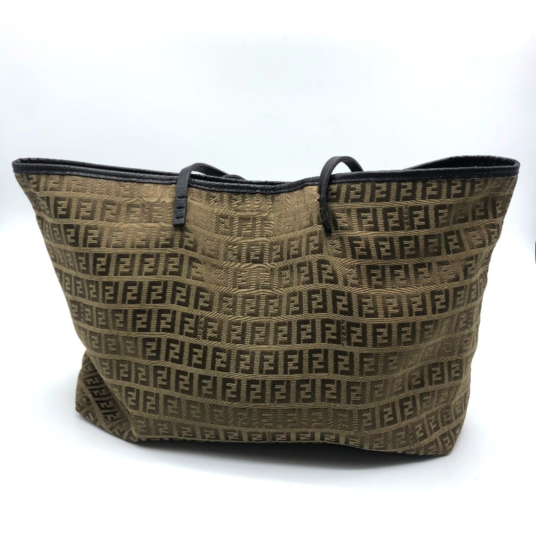 Fendi FF logo Zucca pattern bag shawl Tote Bag BeigeBased x BrownBased
