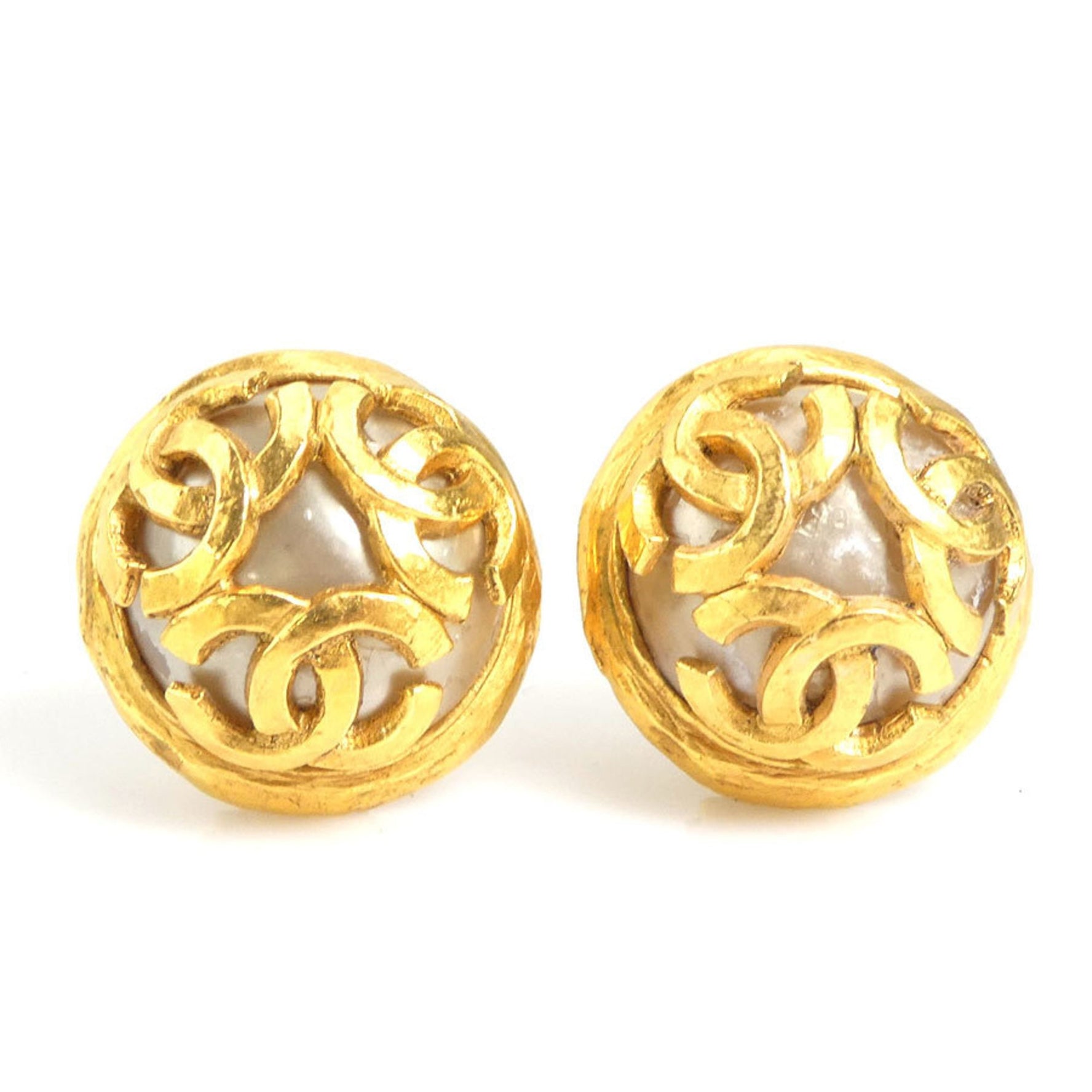 CHANEL Coco Mark Metal Earrings