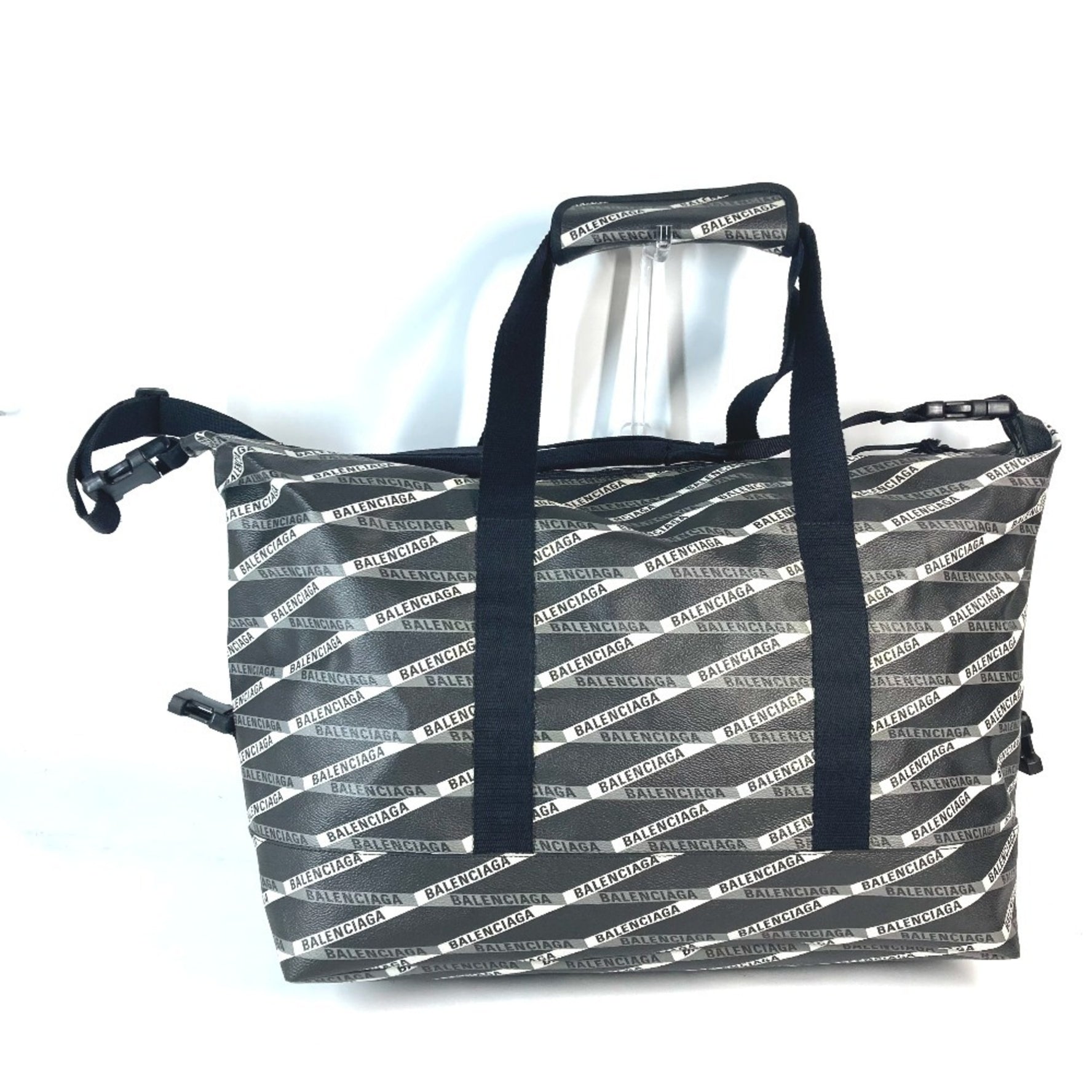 BALENCIAGA Shoulder Bag Travel Boston Leather Men's Gray