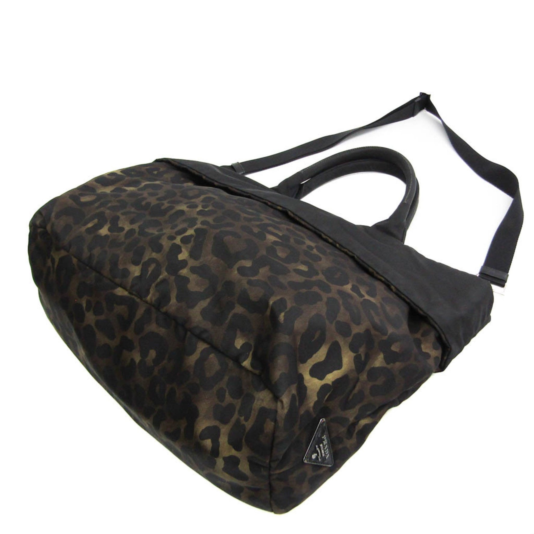 Prada Reversible Nylon,Leather Handbag,Shoulder Bag Black,Khaki,Multi-color