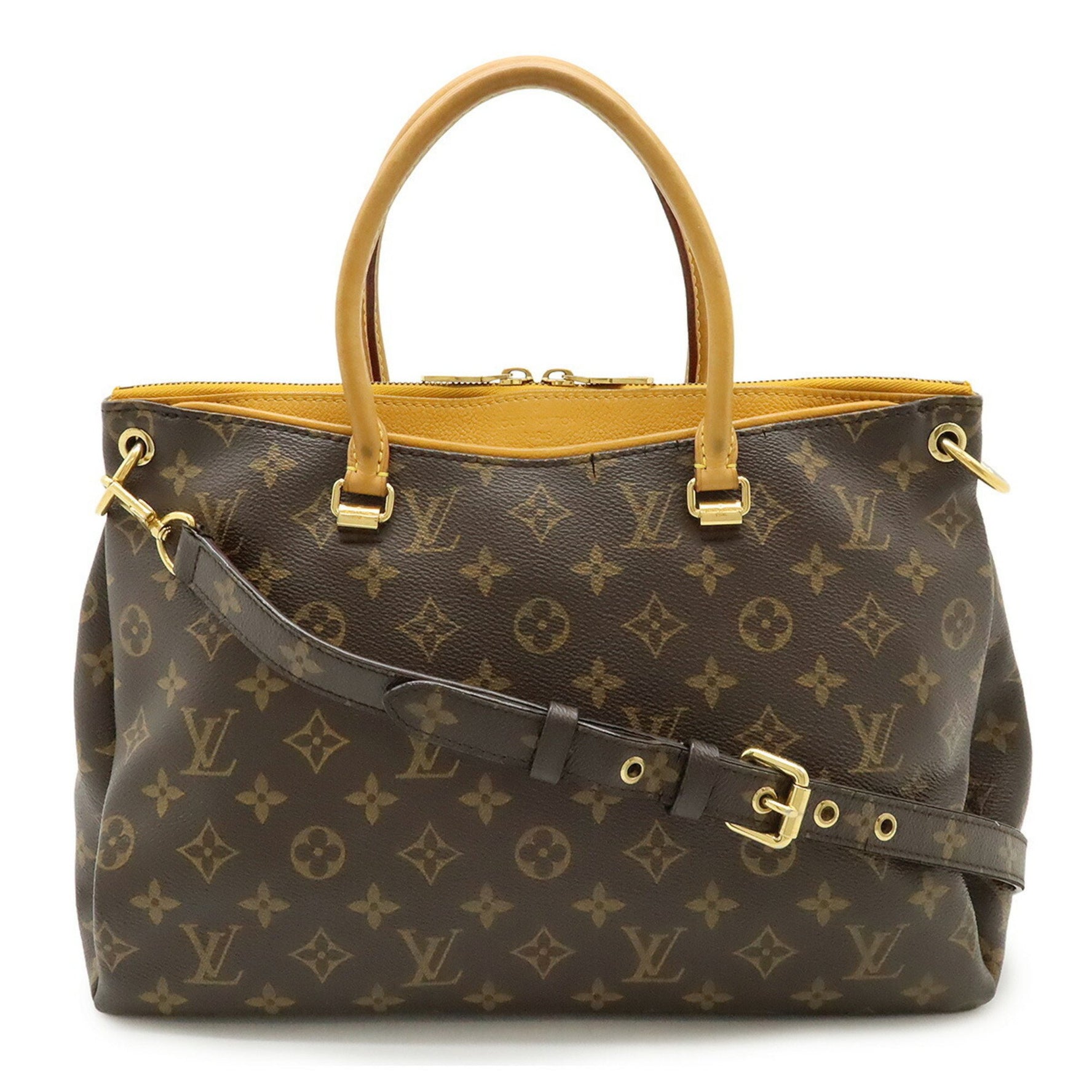 LOUIS VUITTON Monogram Pallas Handbag, Tote Bag, Shoulder Saffron Yellow
