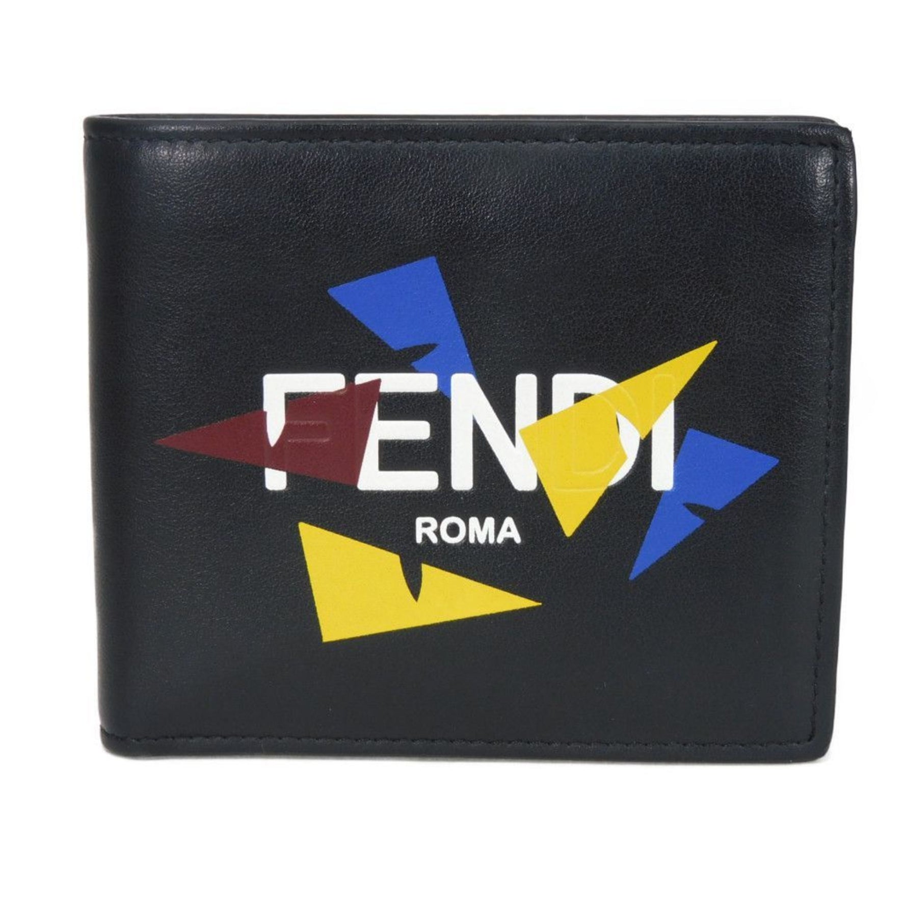 FENDI Bi-fold Wallet Bag Bugs Bifold Eye Motif Multicolor Billfold