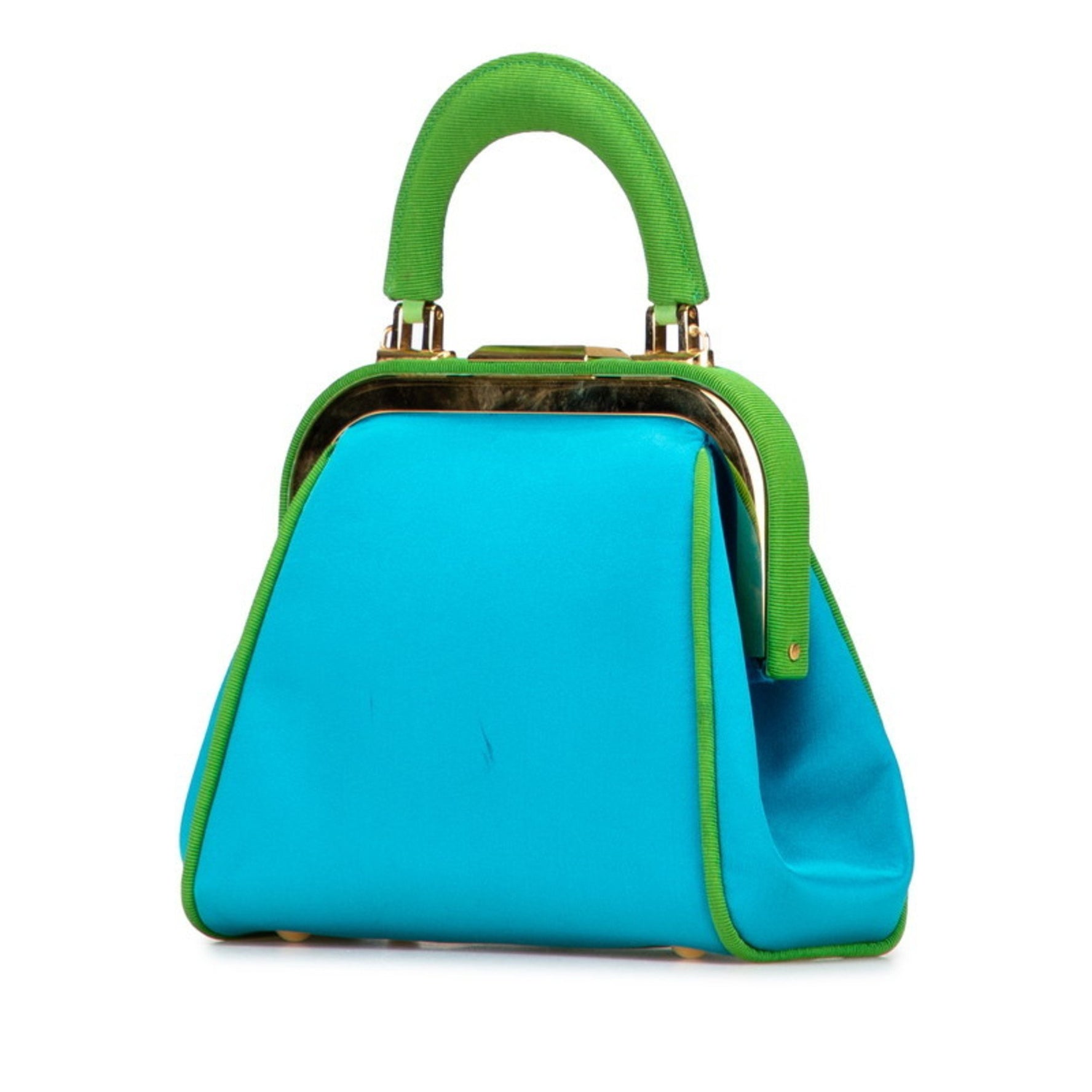Christian Dior Dior handbag/shoulder bag in blue/green satin and canvas .