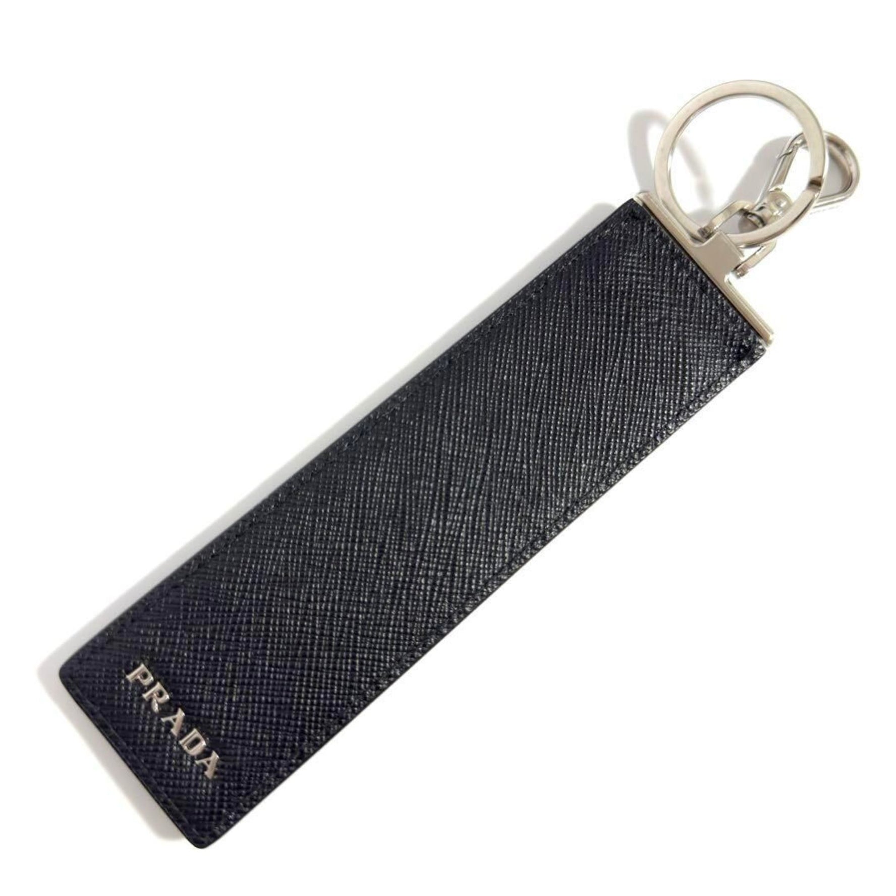 Prada Men's Key Holder Ring Bag Charm Black