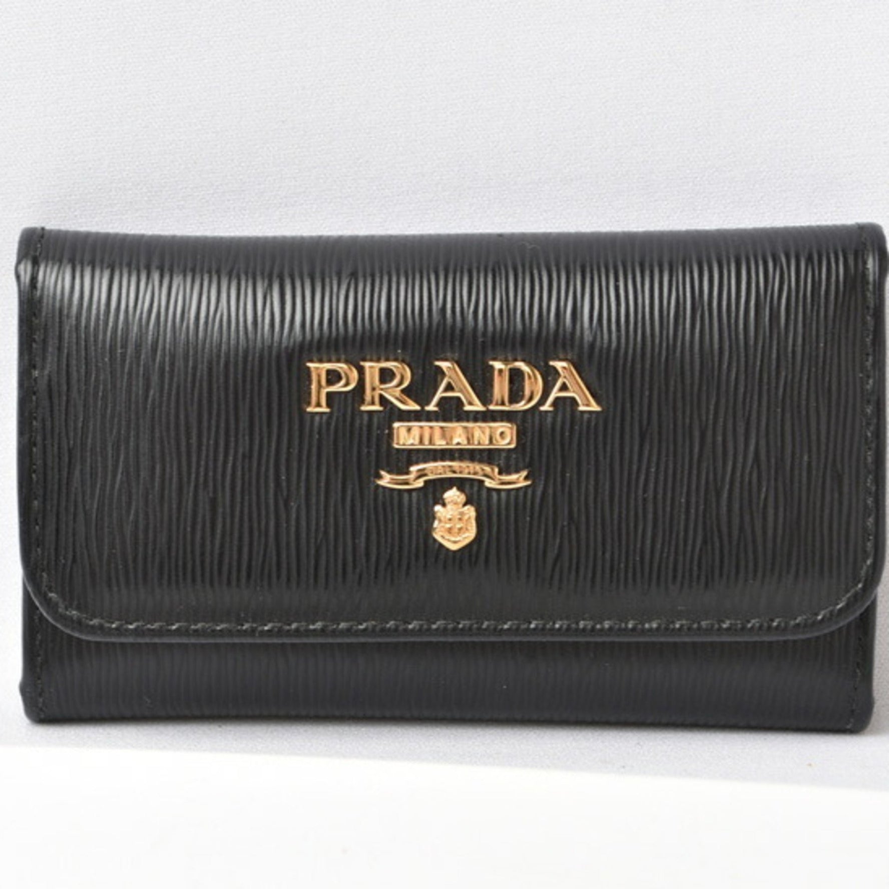 PRADA key case, holder, VITELLO MOVE, embossed leather, NERO, black