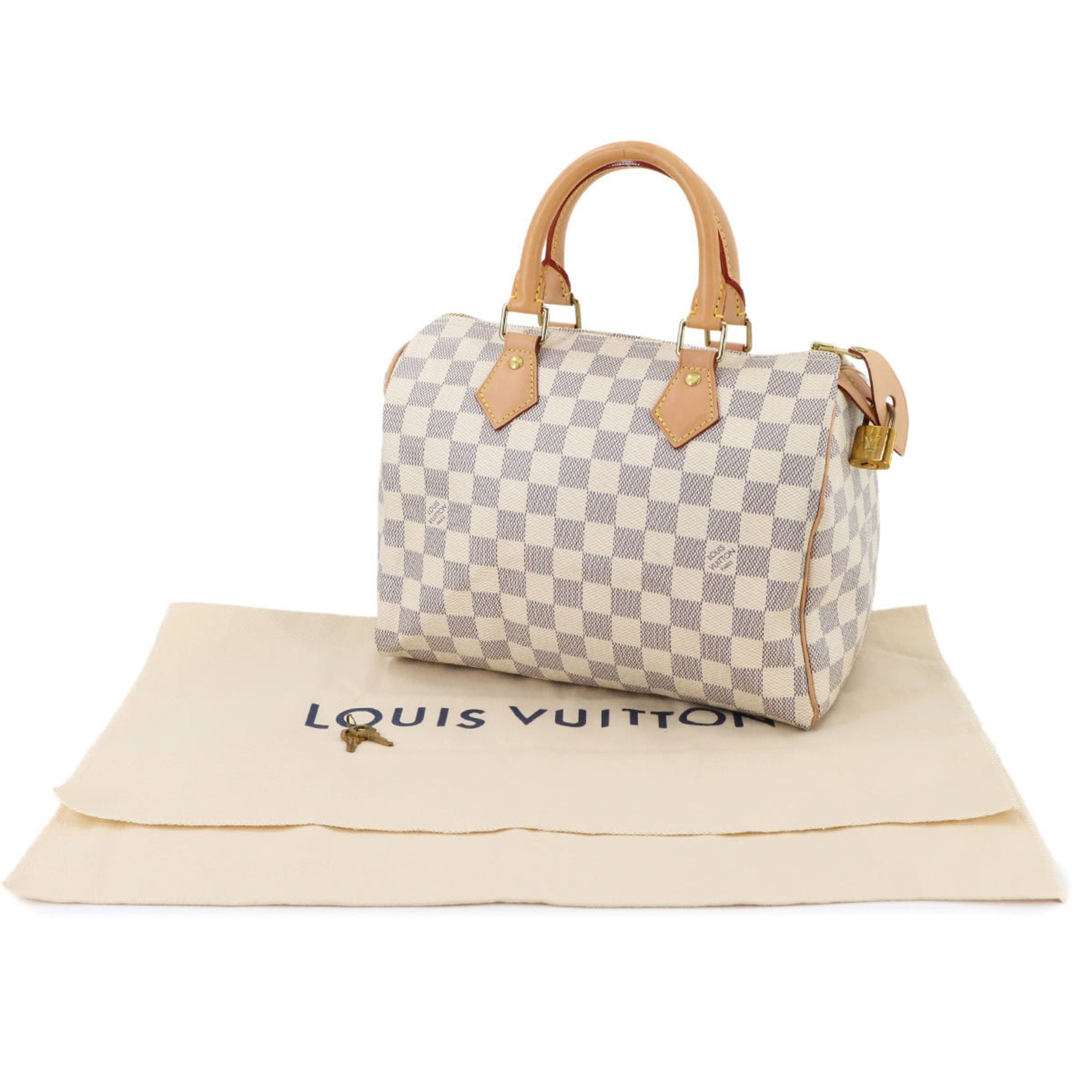 Louis Vuitton Damier Azur Speedy 25 Handbag White Gold Hardware