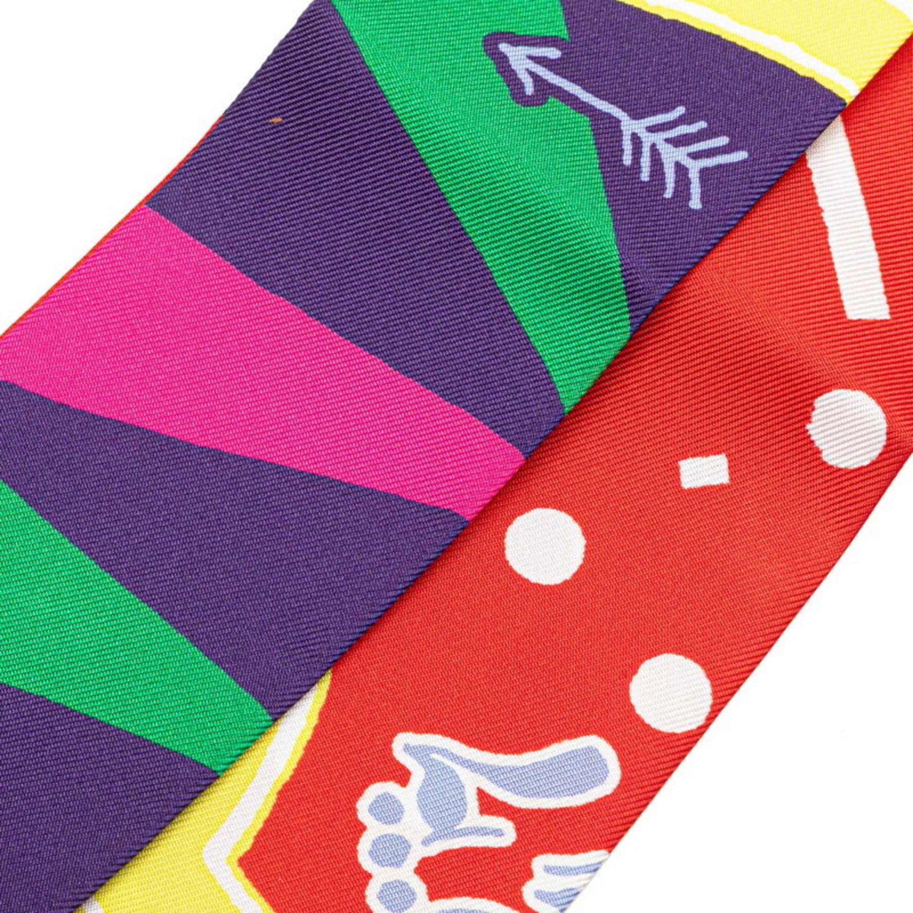 Hermes Twilly JEU DE SOIE UNIFORME Silk Game Scarf Muffler Multicolor