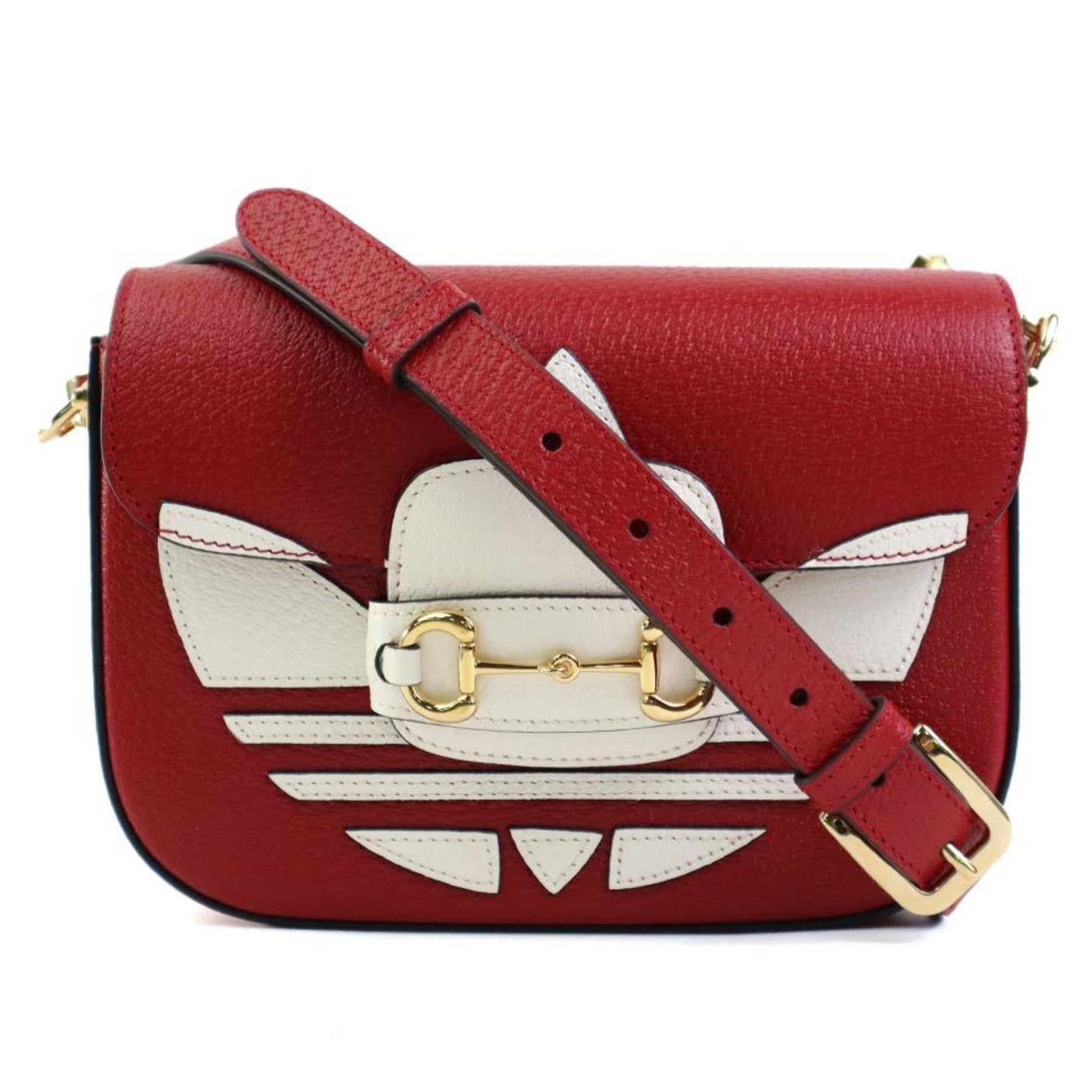 GUCCI shoulder bag x adidas leather red white gold men women