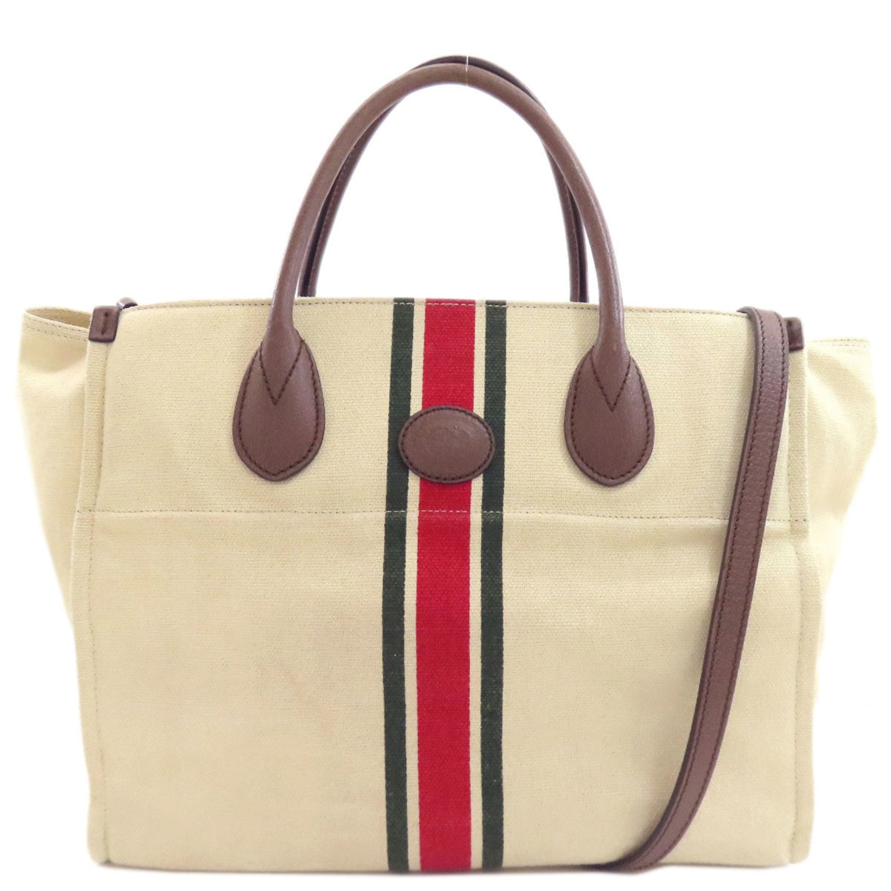 Gucci Sherry Line Double Tote Handbag Canvas