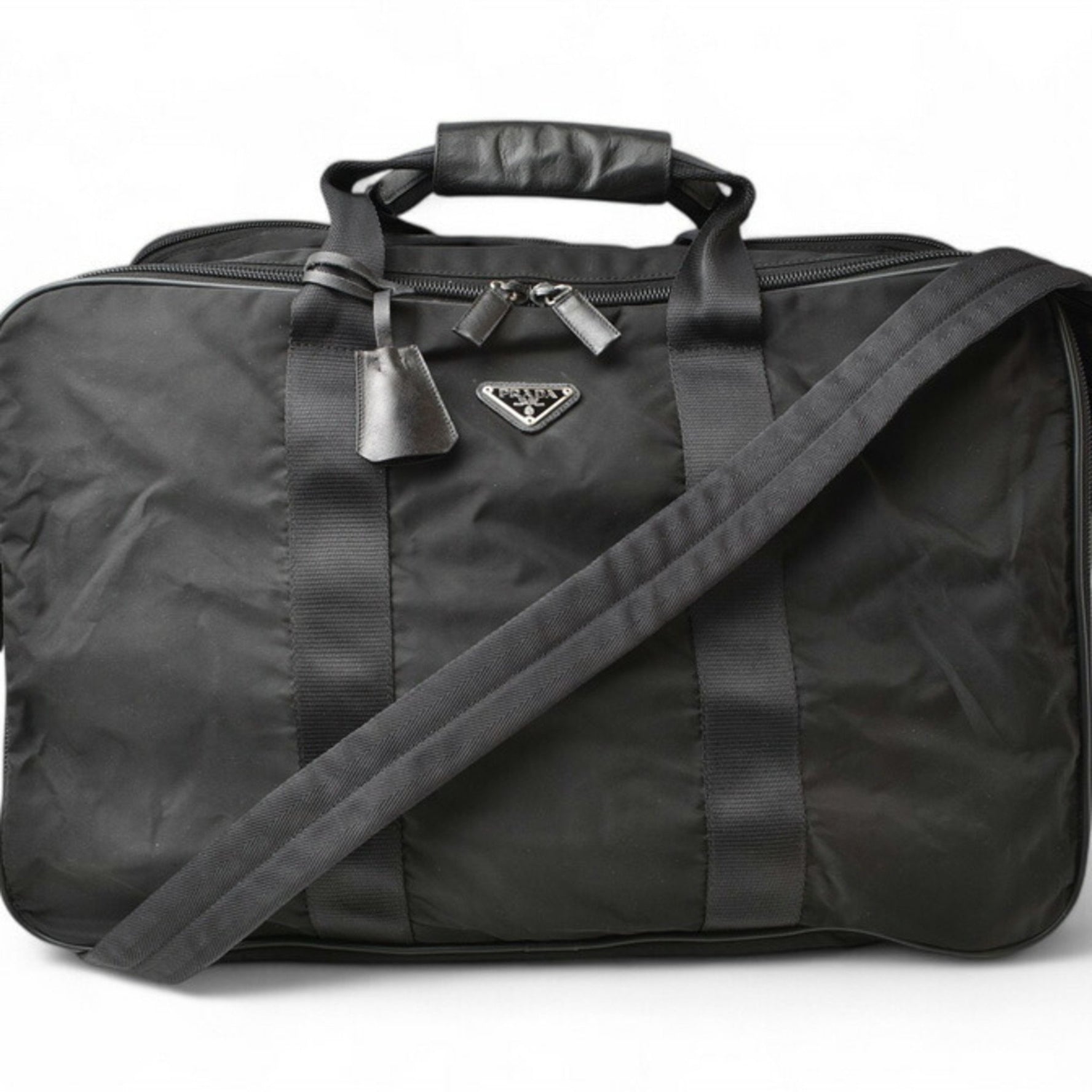 Prada Shoulder Bag Boston Men's 2way PRADA V58 VIAGGIO Nylon NERO Black