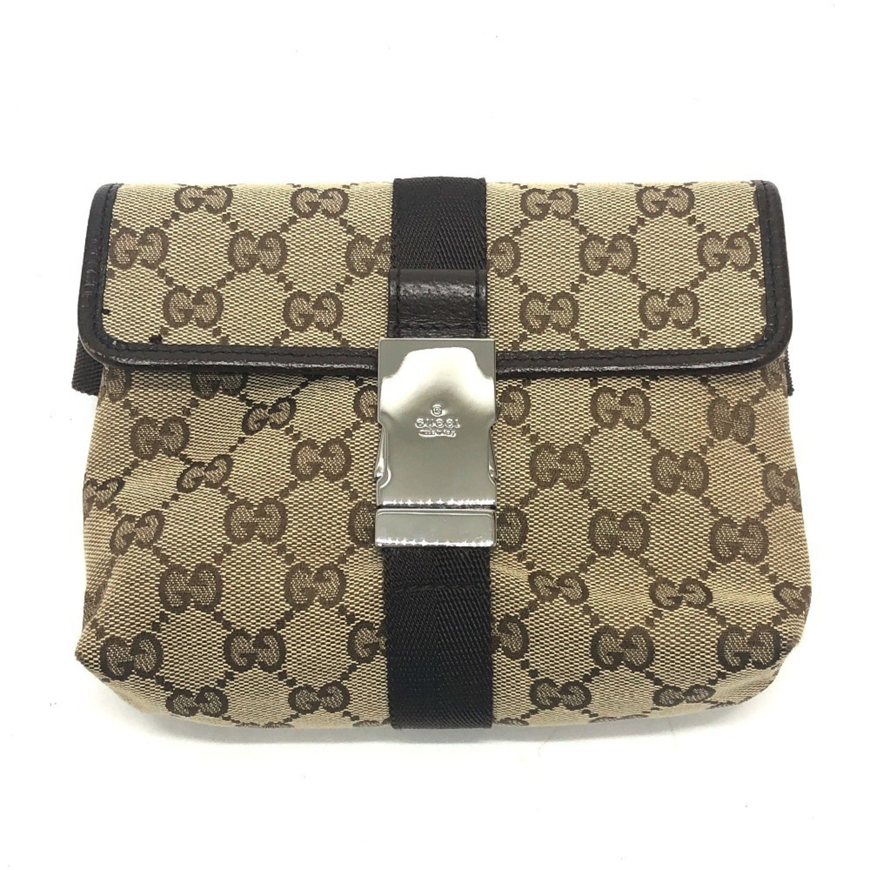 GUCCI GG Body Bag, Waist Pouch, Belt Canvas, Unisex, Beige/Brown