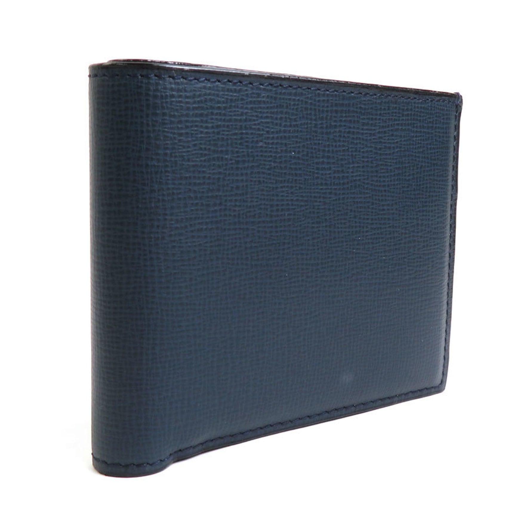 Valextra Bifold Wallet Leather Navy Men's