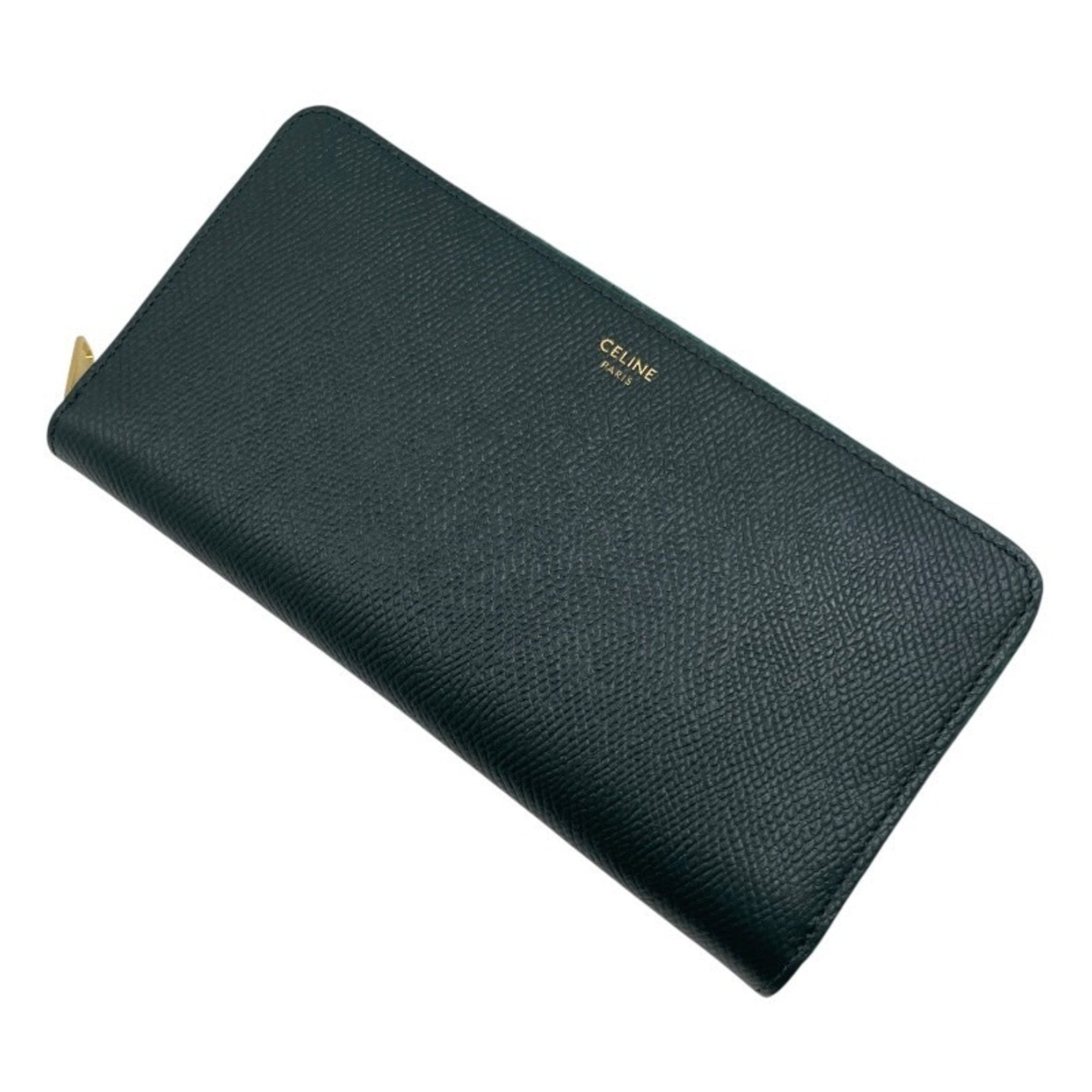CELINE Large Zipped Wallet Leather Long with New Logo, Round Zipper