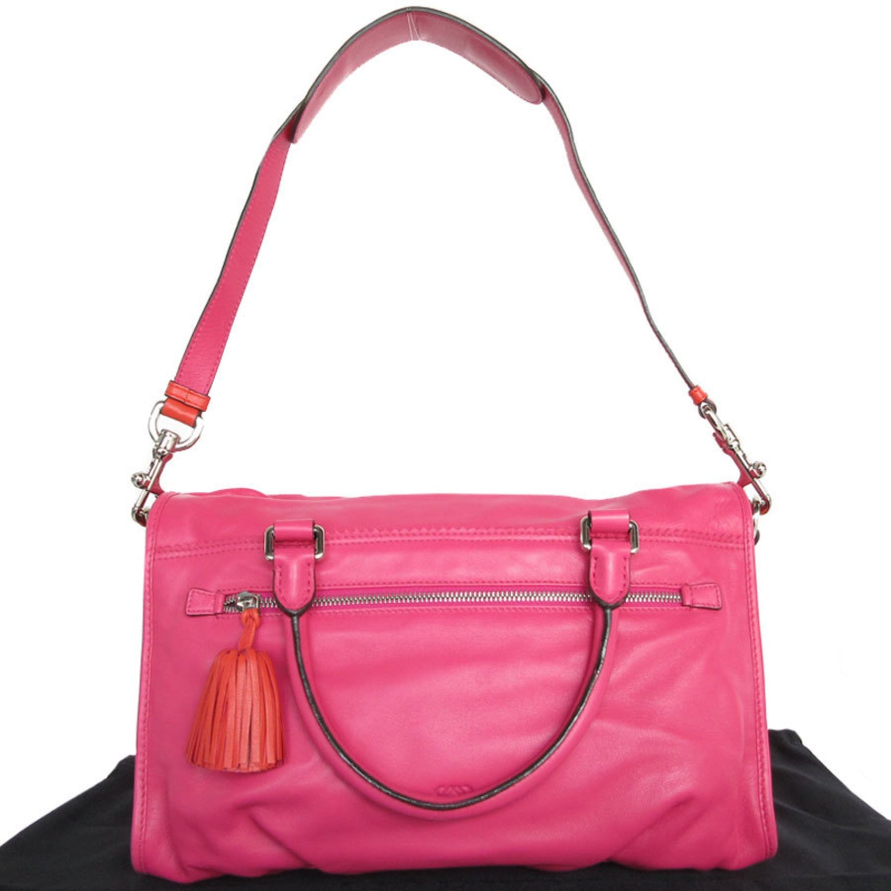 LOEWE handbag shoulder bag anagram leather pink orange silver ladies