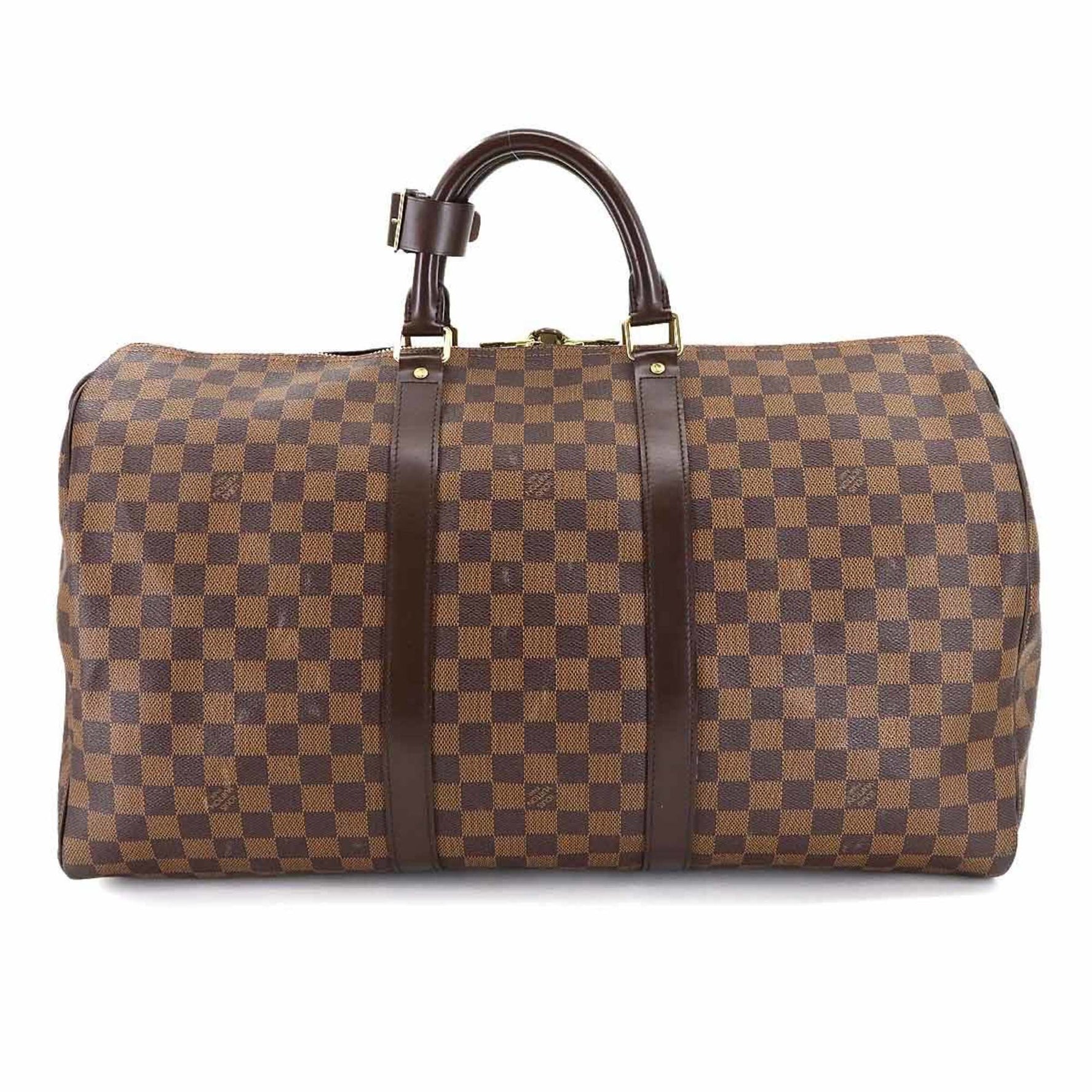 Louis Vuitton Keepall 50 Boston Bag, Damier Ebene, Gold Hardware