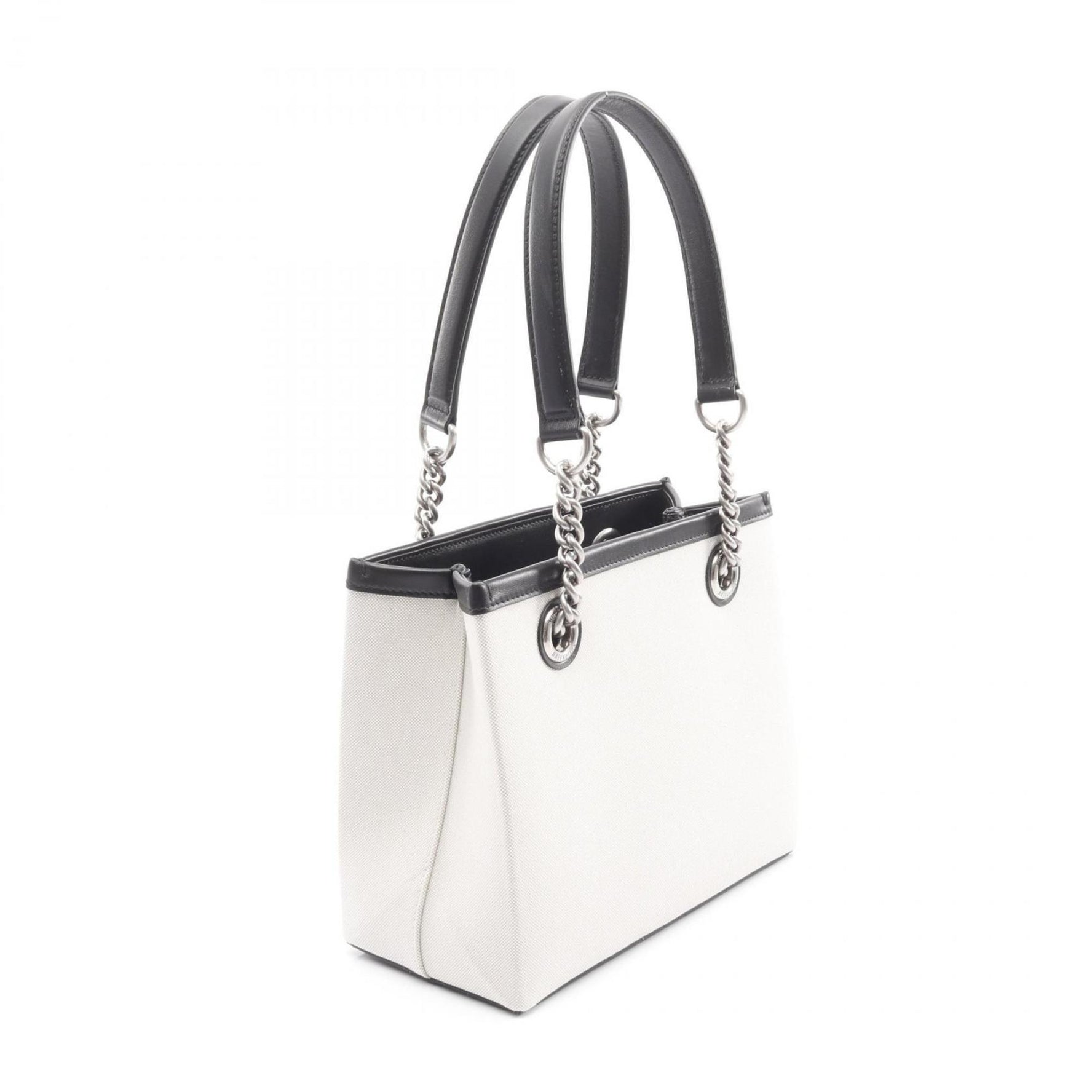 Balenciaga Duty Free Small Tote Bag, Canvas and Leather, Ivory Black