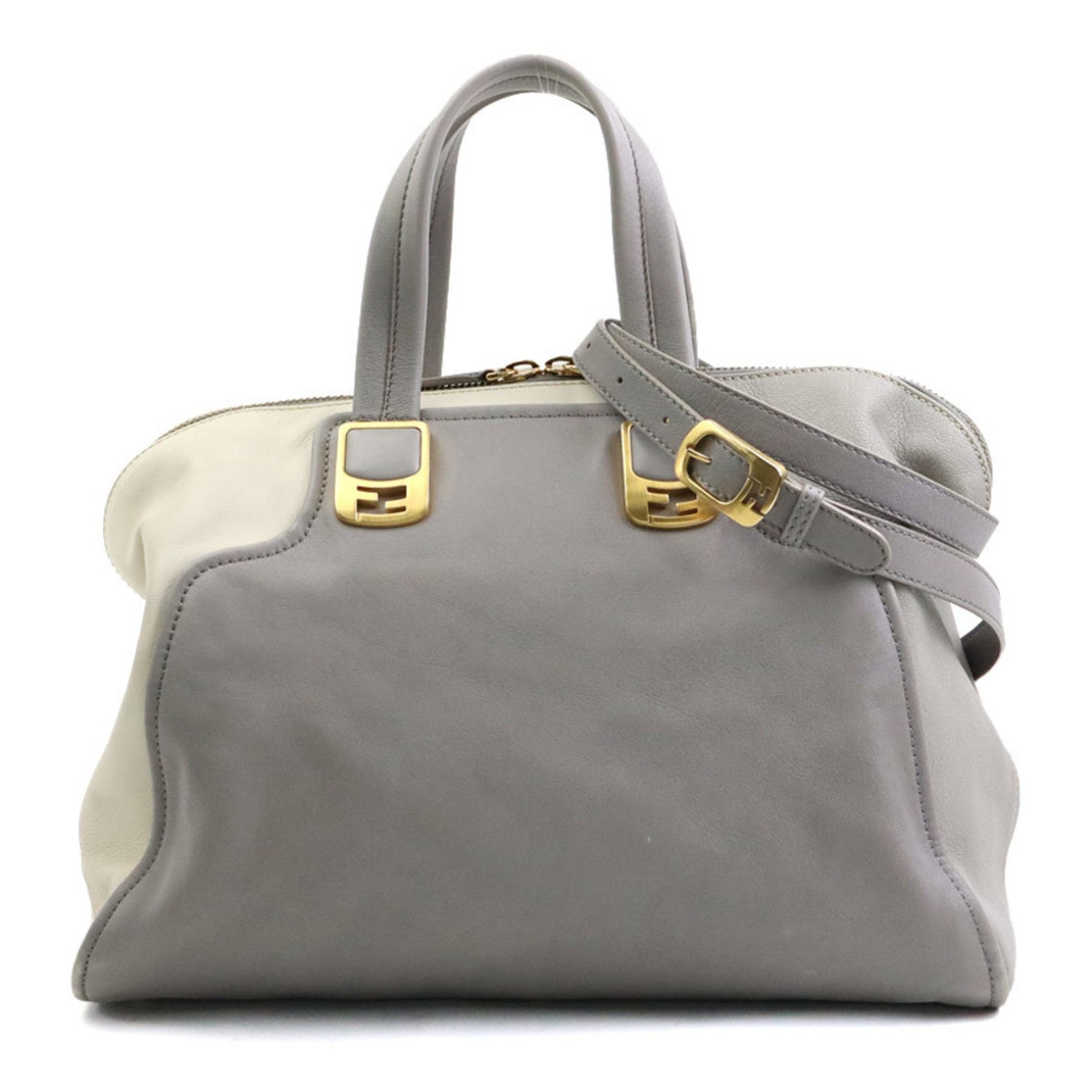 FENDI handbag shoulder bag chameleon leather grey off-white gold ladies