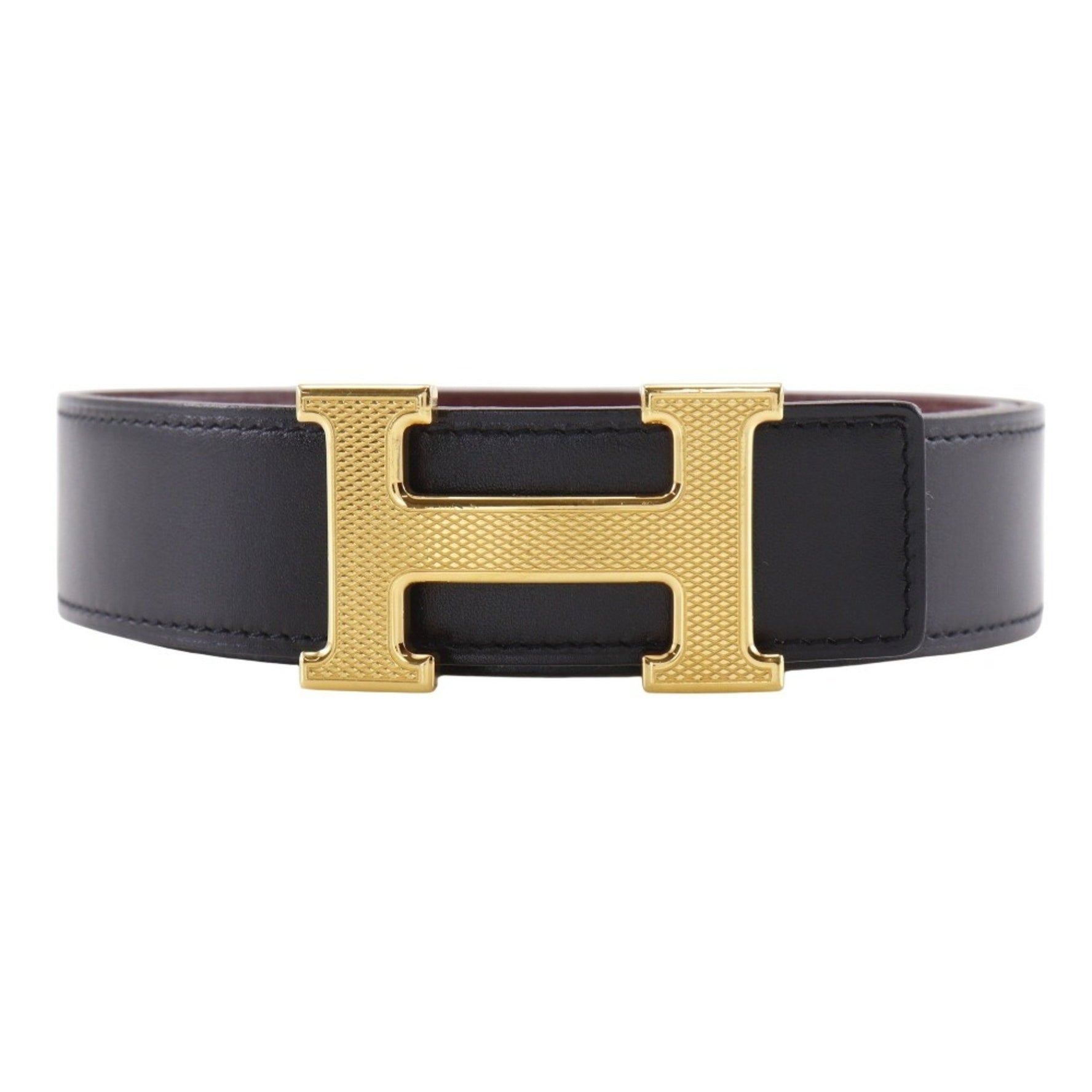Hermes Hermès Constance Belt, Reversible H-Belt, Box Calf and Togo, 2008, Black/Red, Size L
