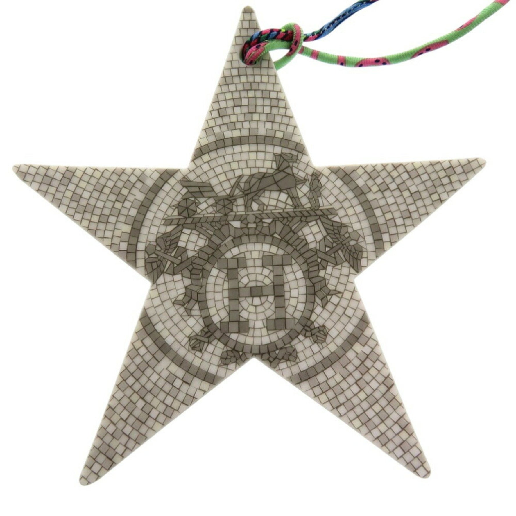 Hermes Bourg de Noel Petit H X'S Mosaic Tile Pattern Object Porcelain Grey