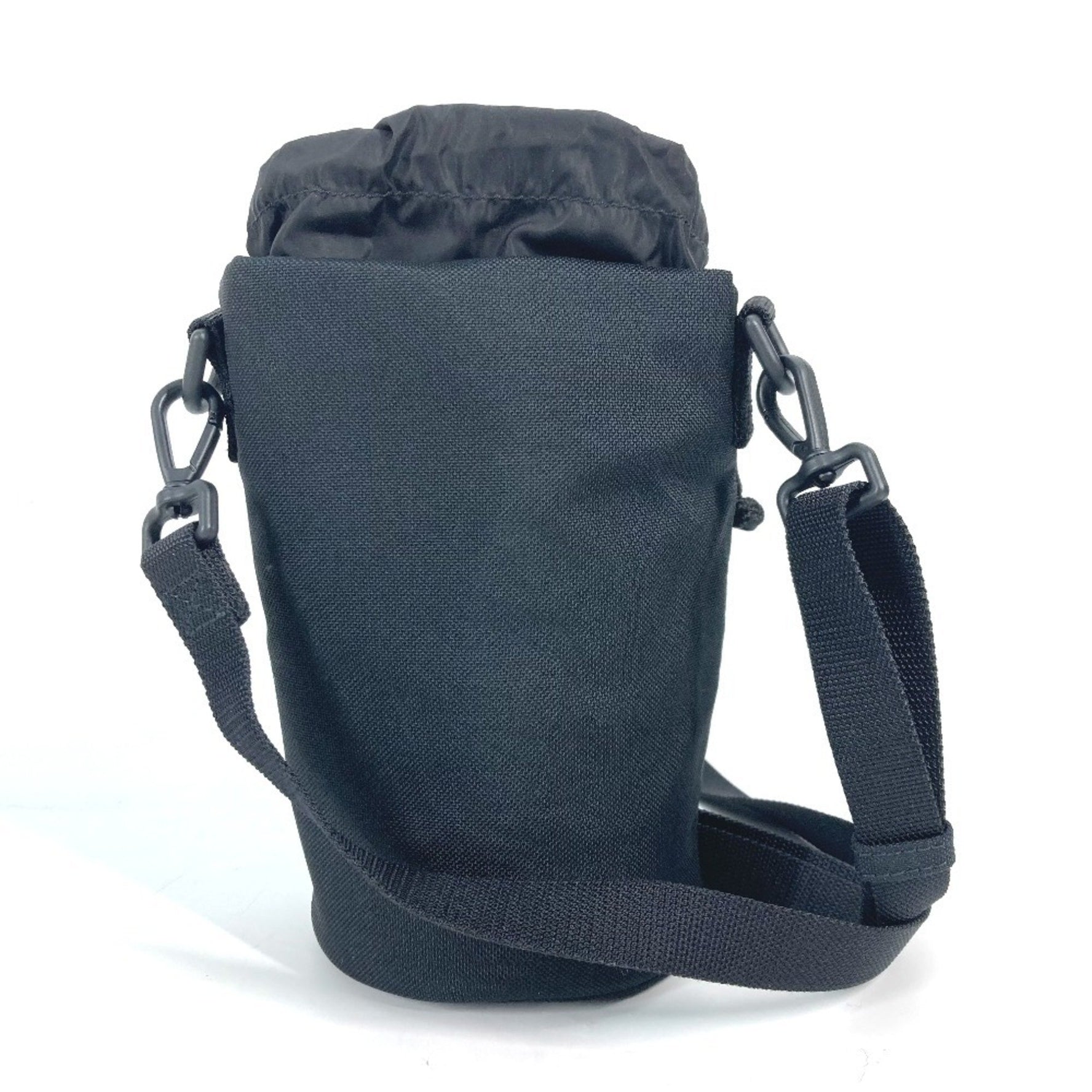 BALENCIAGA Bottle Holder Pochette Bicolor Shoulder Bag Nylon Leather Black