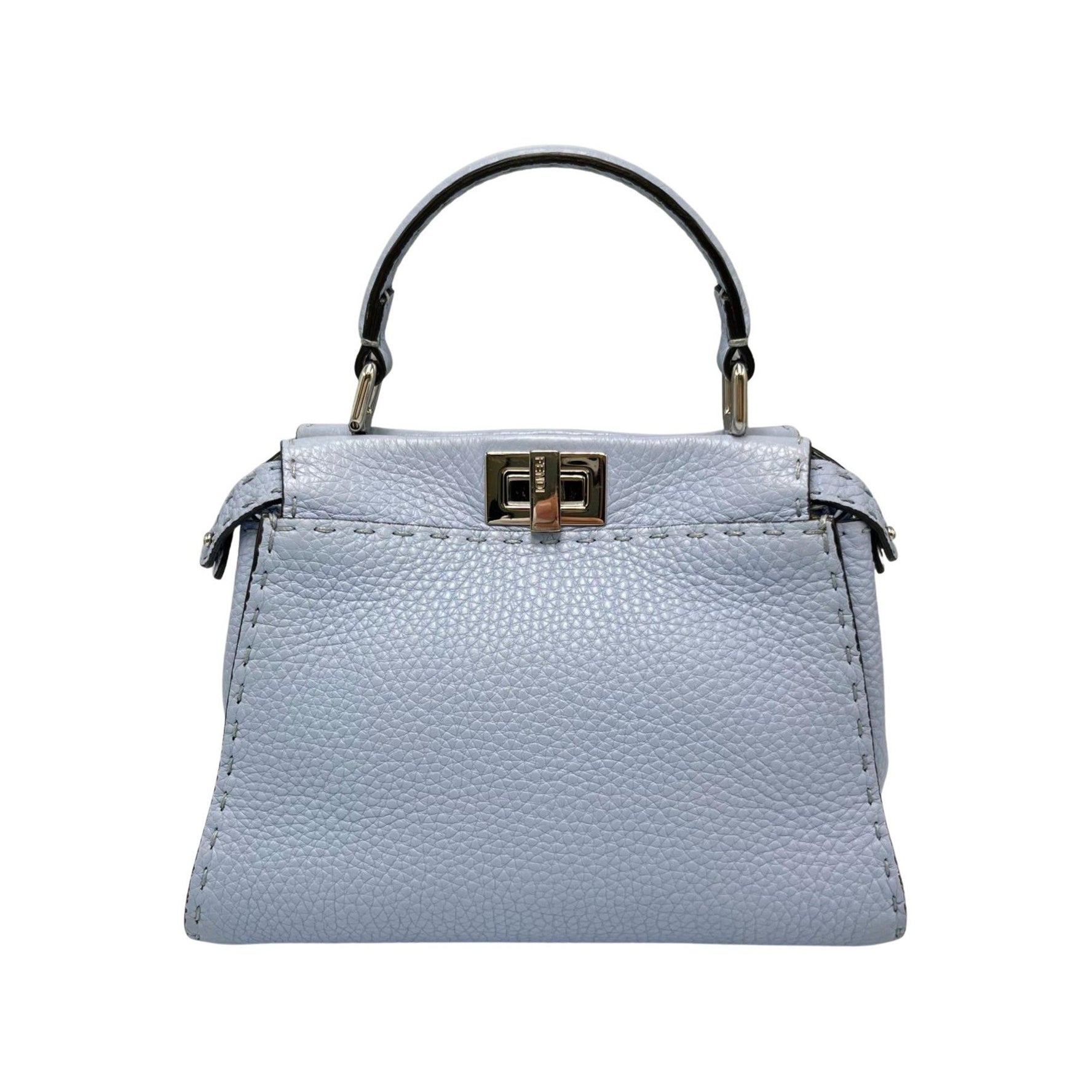 Fendi Peekaboo Mini Shoulder Bag in Light Blue Leather