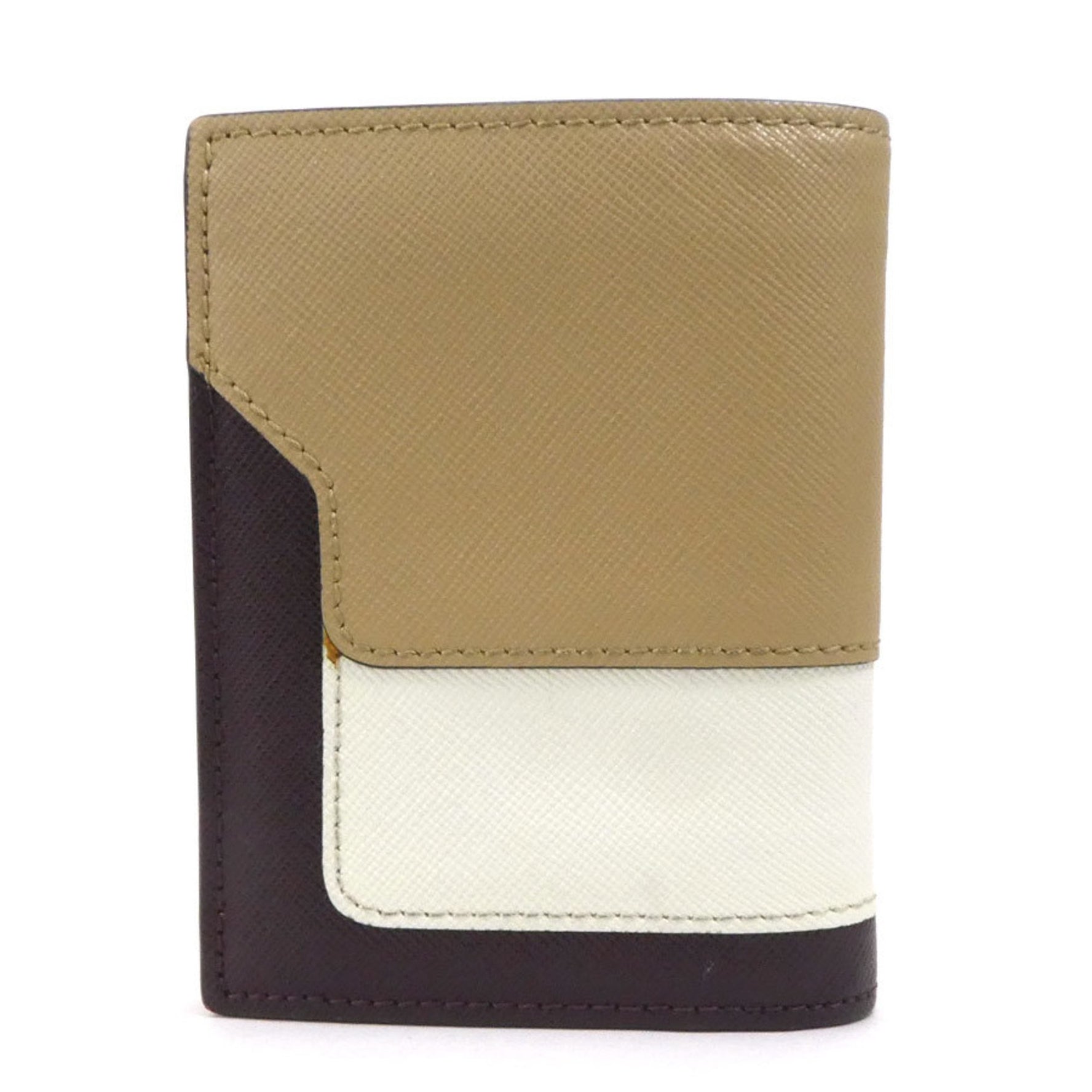 Marni Bifold Wallet Leather Brown x Beige Ivory