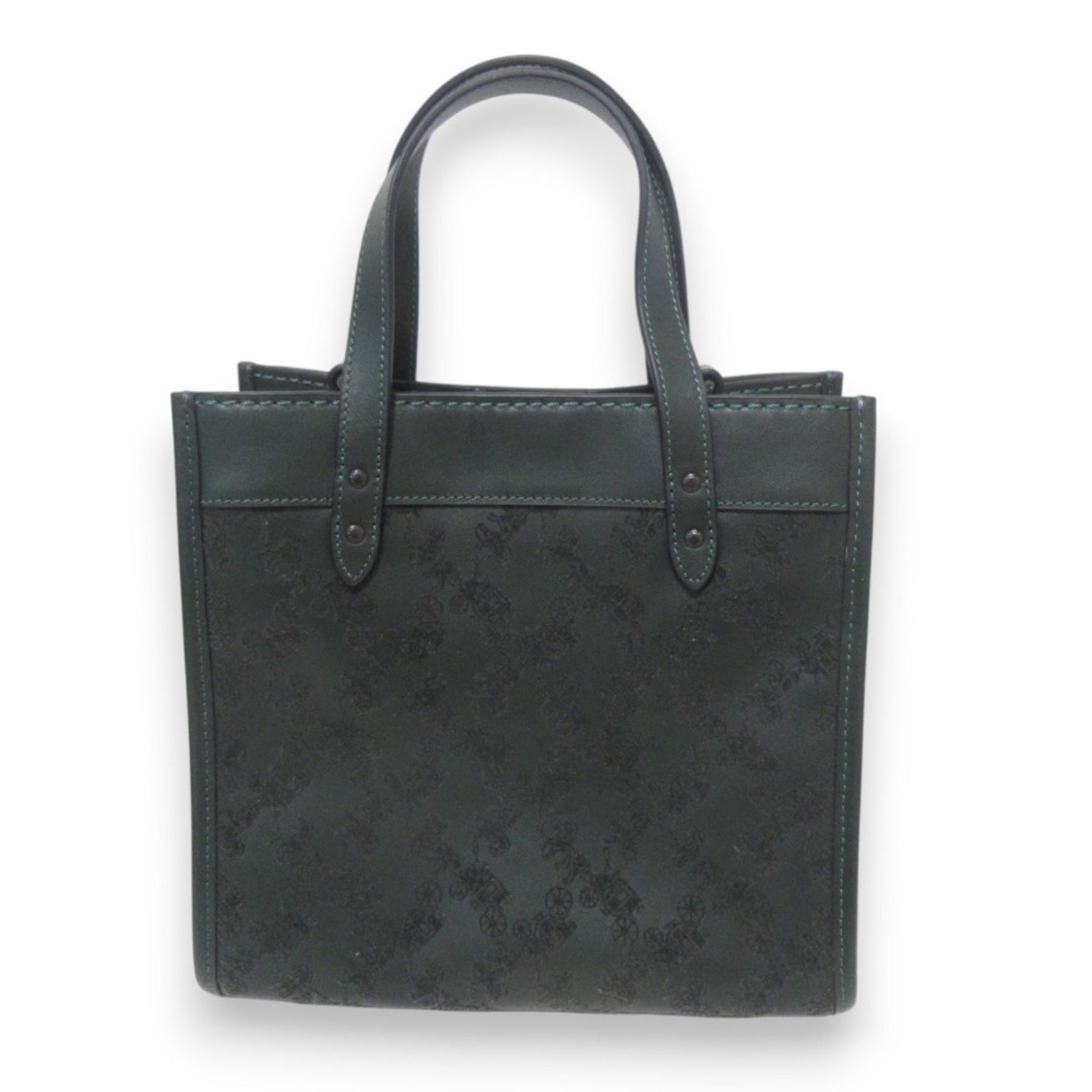 COACH Field Tote 22 Horse & Carriage Velour x Leather Bag Shoulder