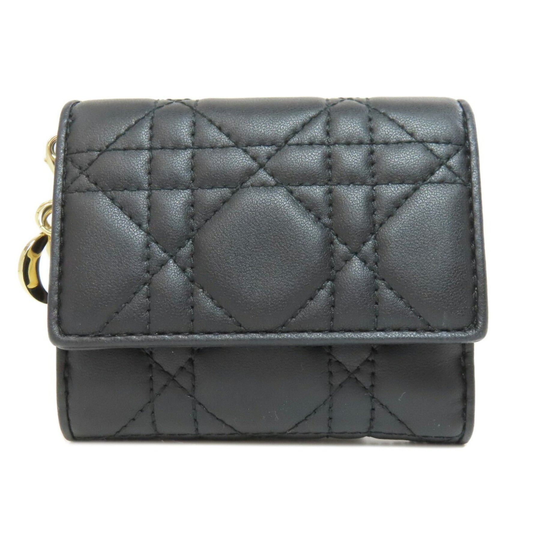 Christian Dior Lady Compact Bi-fold Wallet Calfskin