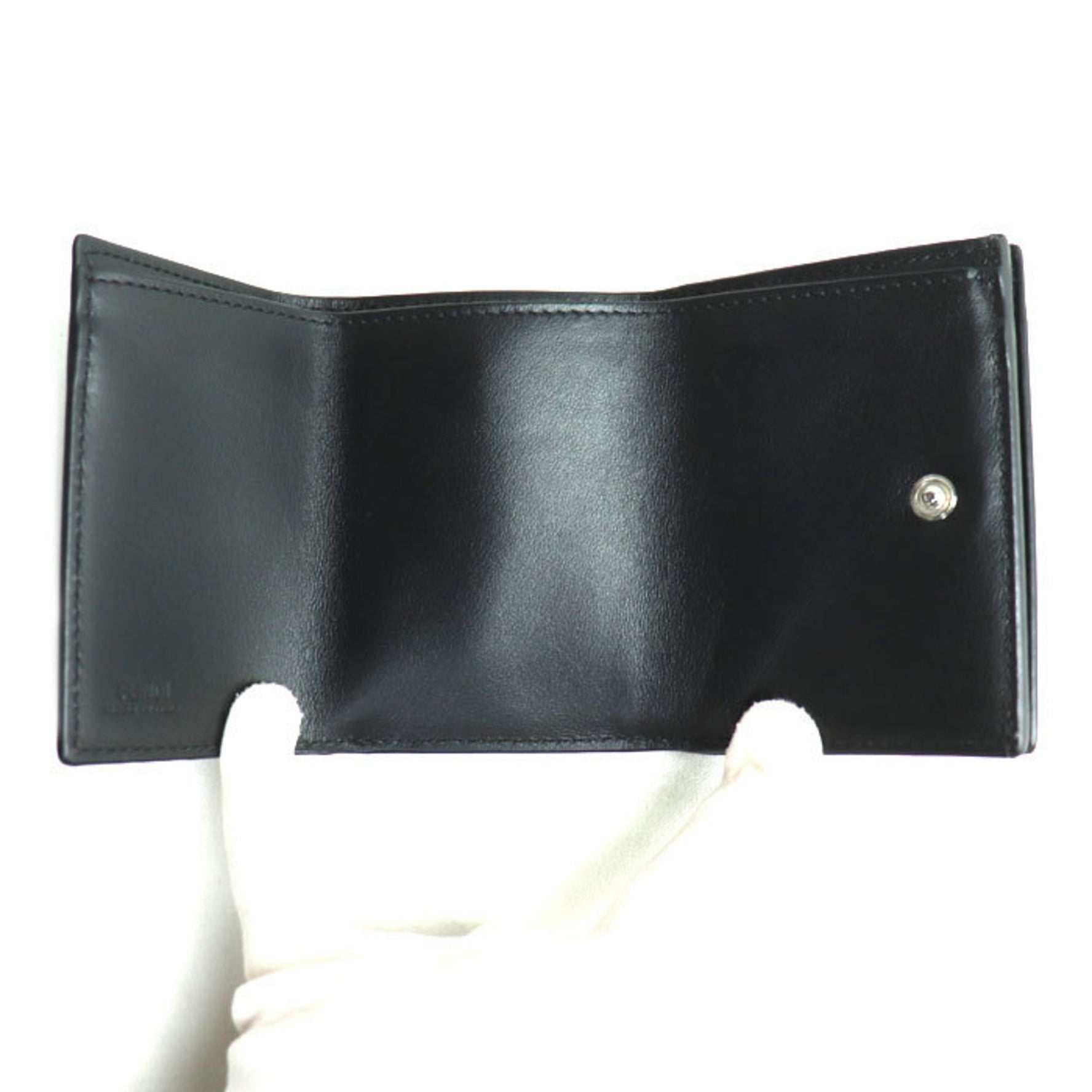 FENDI Compact Wallet Tri-fold Black Unisex