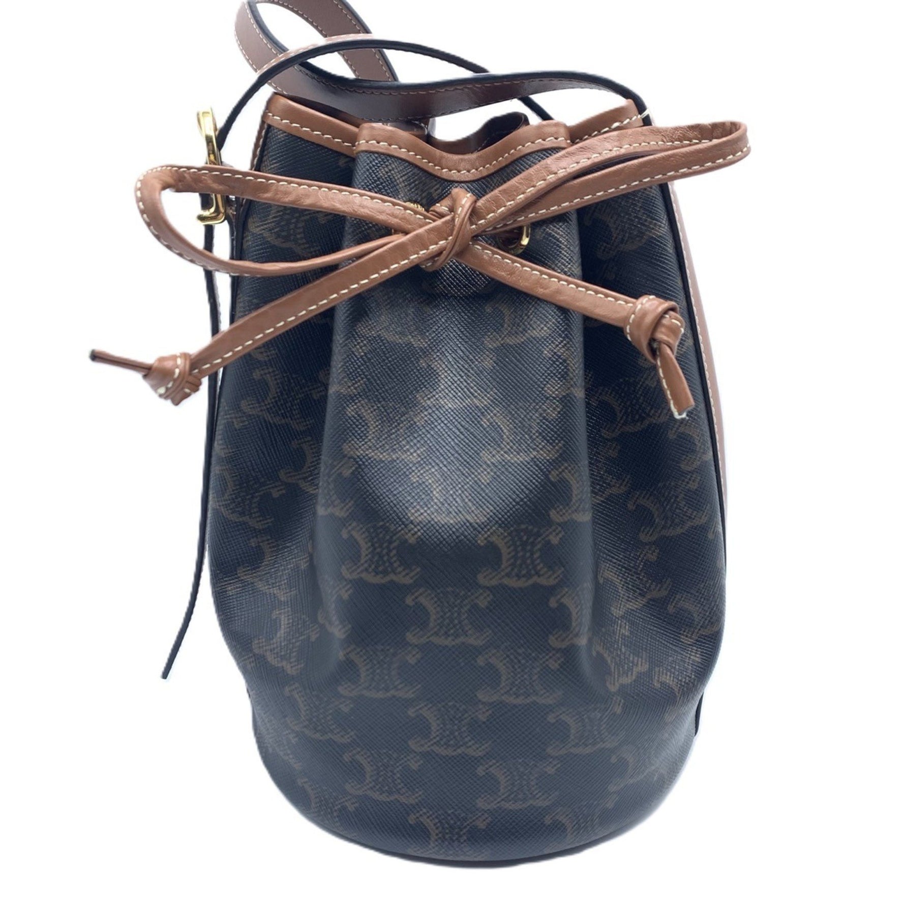CELINE Small Drawstring Bag Triomphe Crossbody x Calfskin
