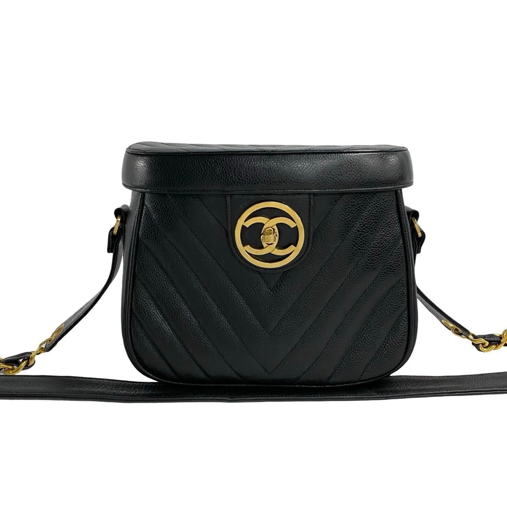 CHANEL Coco Mark Matte Caviar Leather Mini Shoulder Bag in
