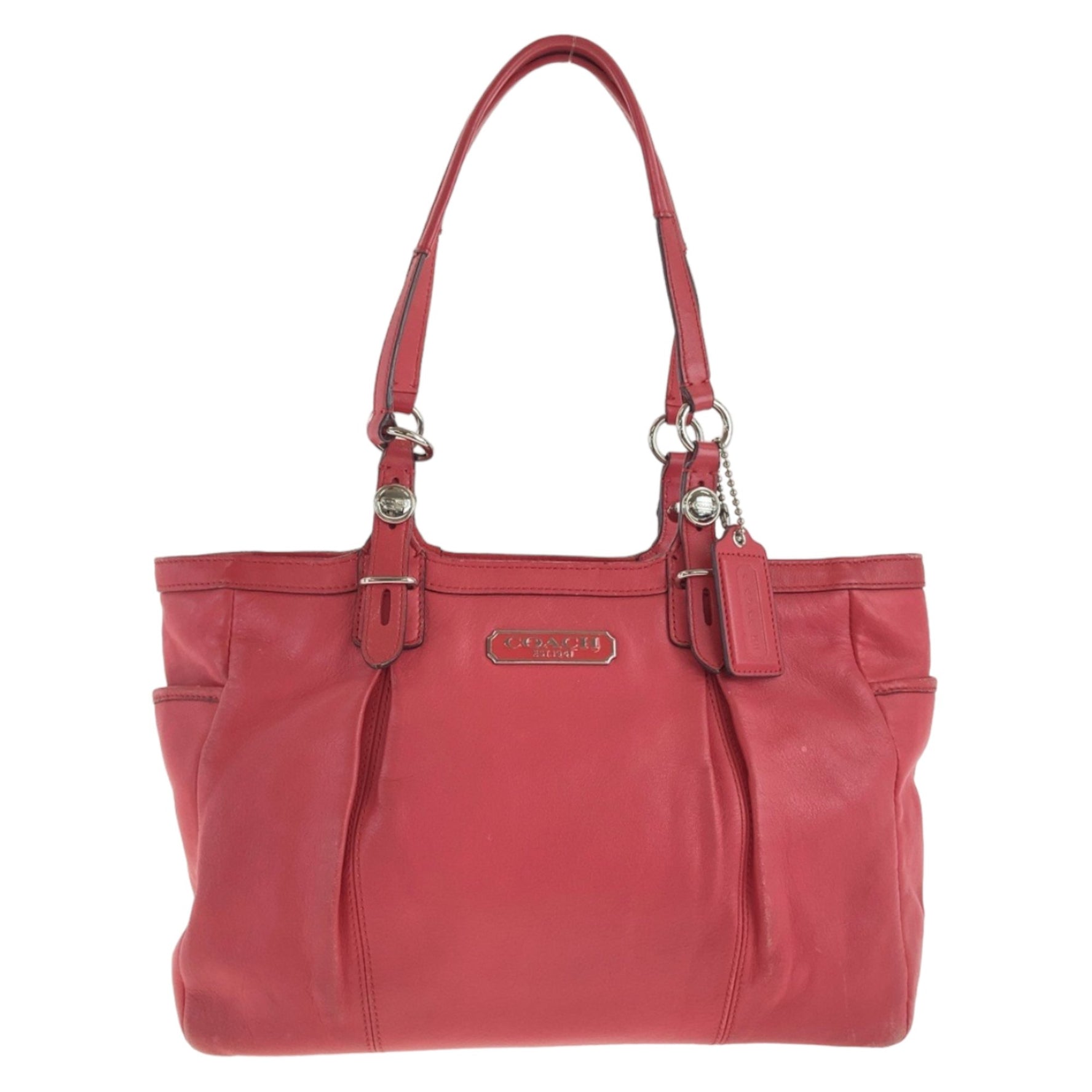 COACH Silver Hardware Leather Tote Bag Shoulder