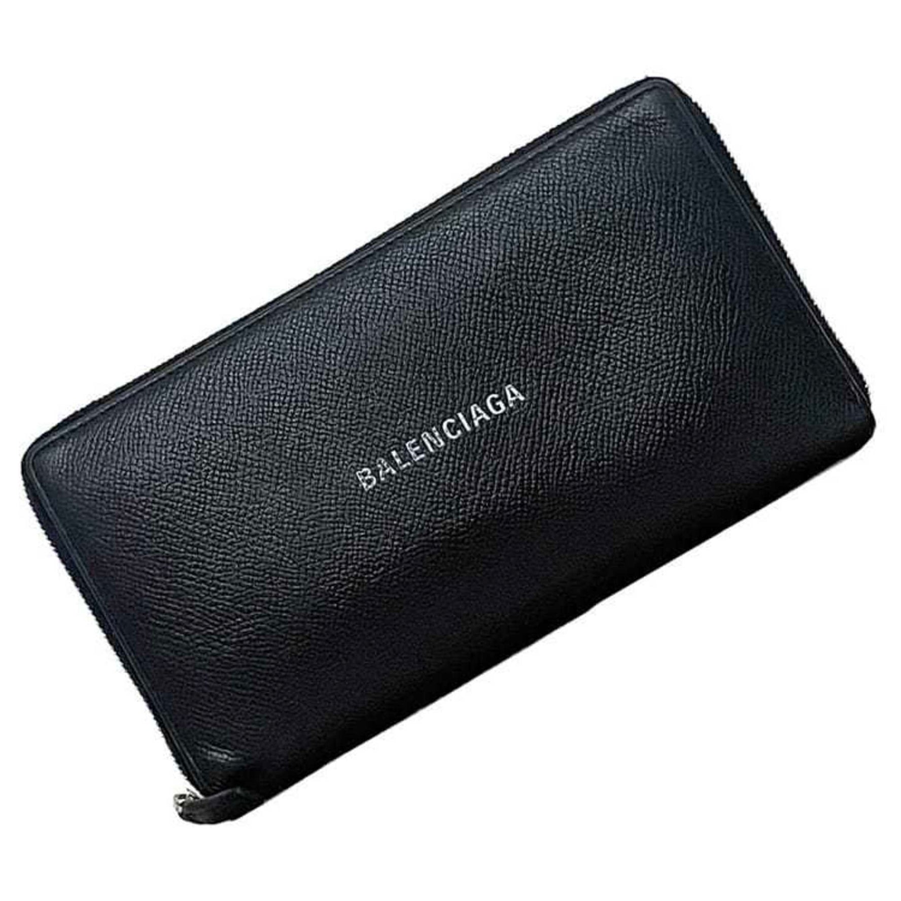 Balenciaga Round Long Wallet Everyday Leather Print Women Men