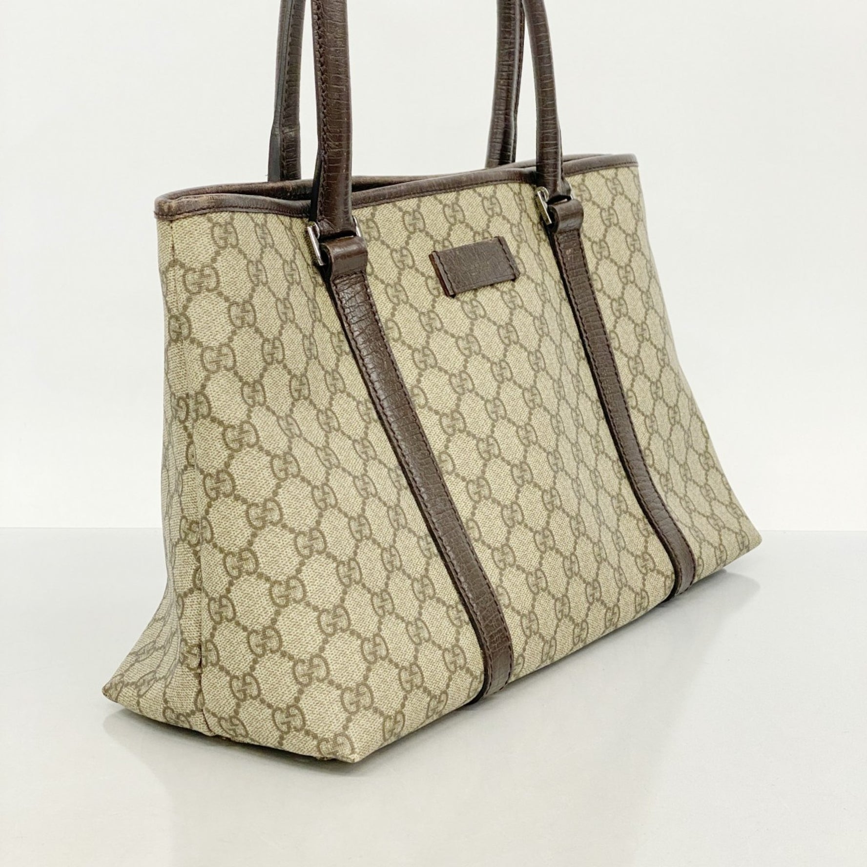 Gucci GG Supreme Tote Bag Beige Brown