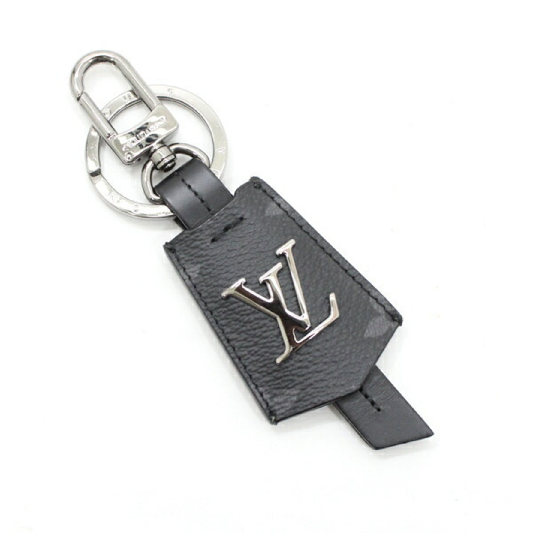 Louis Vuitton Key Ring Holder Bag Charm Porte Cle Cloche Monogram Eclipse Black Engraved LV Men's