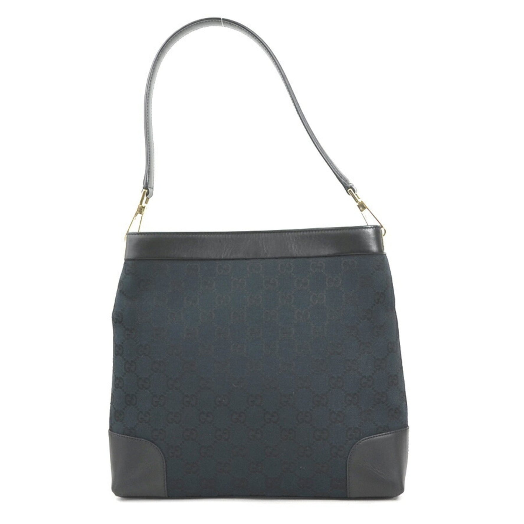 GUCCI Shoulder Bag GG Canvas Leather Silver