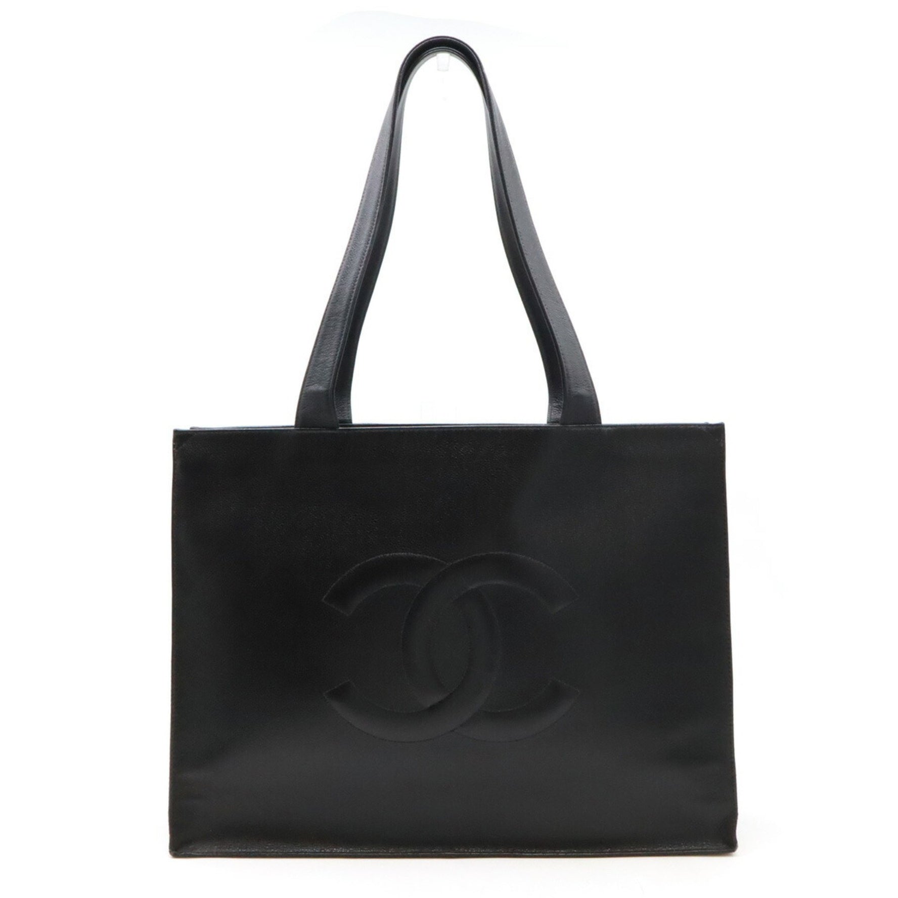 CHANEL Coco Mark Tote Bag Large Shoulder Caviar Skin Leather