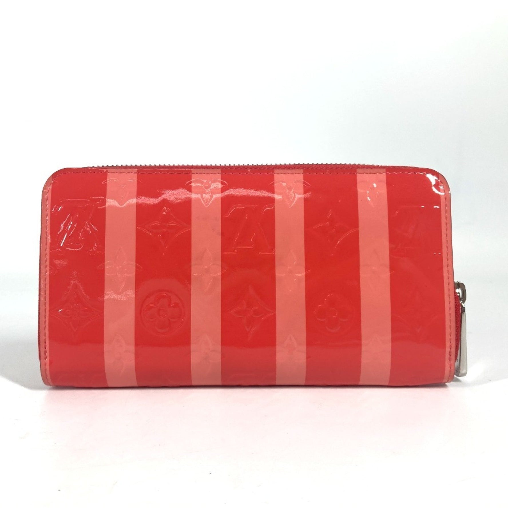 Louis Vuitton Monogram Vernis Rayure Zippy Wallet Long Round Zipper Men's Poppy Petal Pink