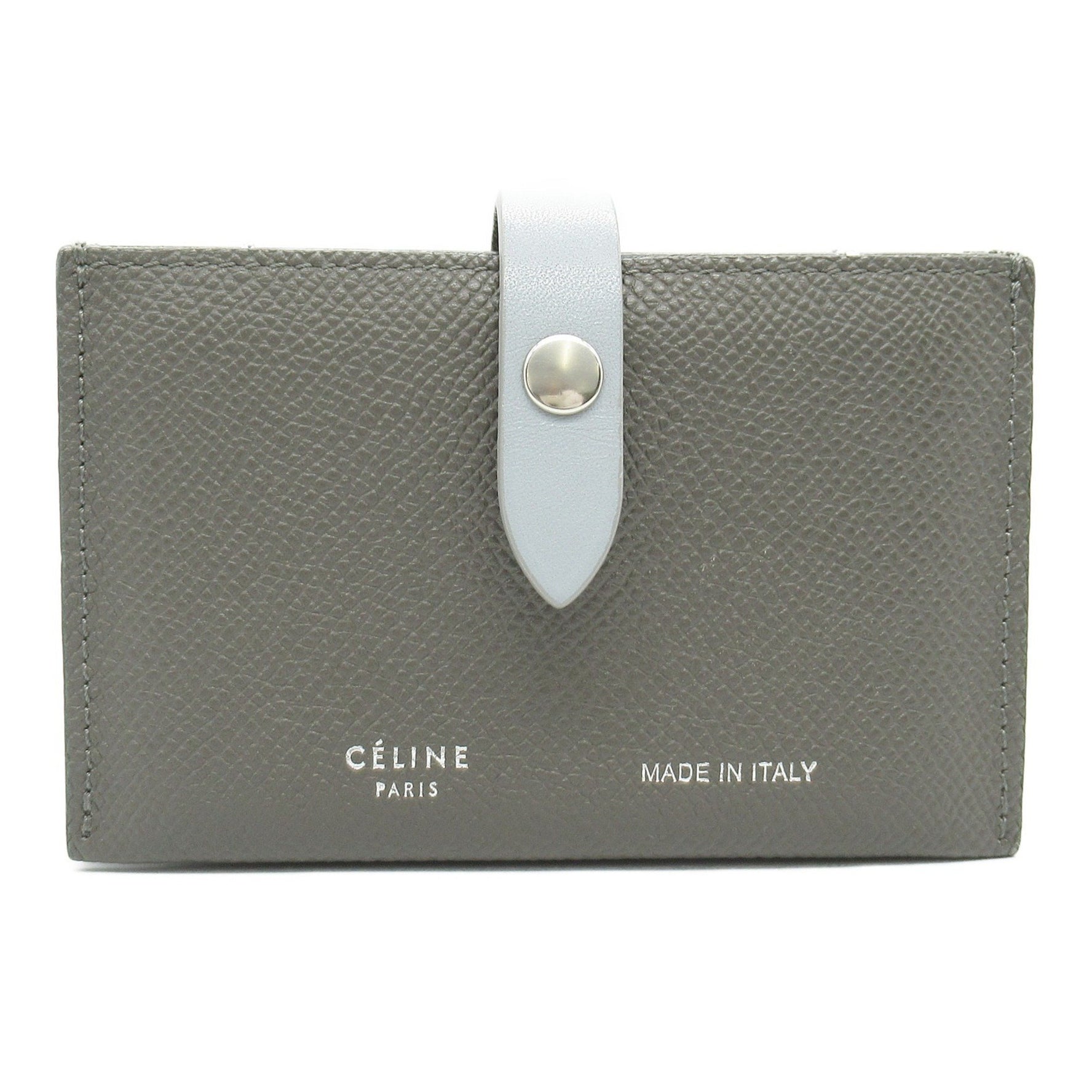 CELINE Business Card Holder/Card Case Leather Gray Dark
