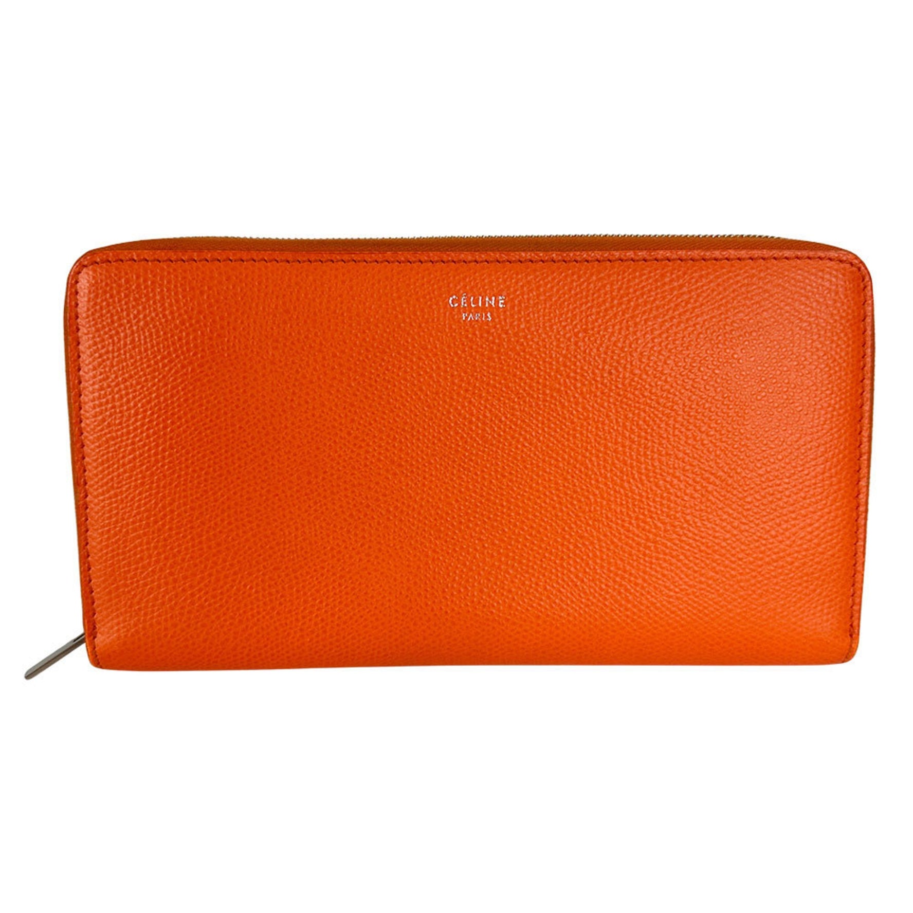 CELINE Wallet Long Leather Large Zip Multifunction Round