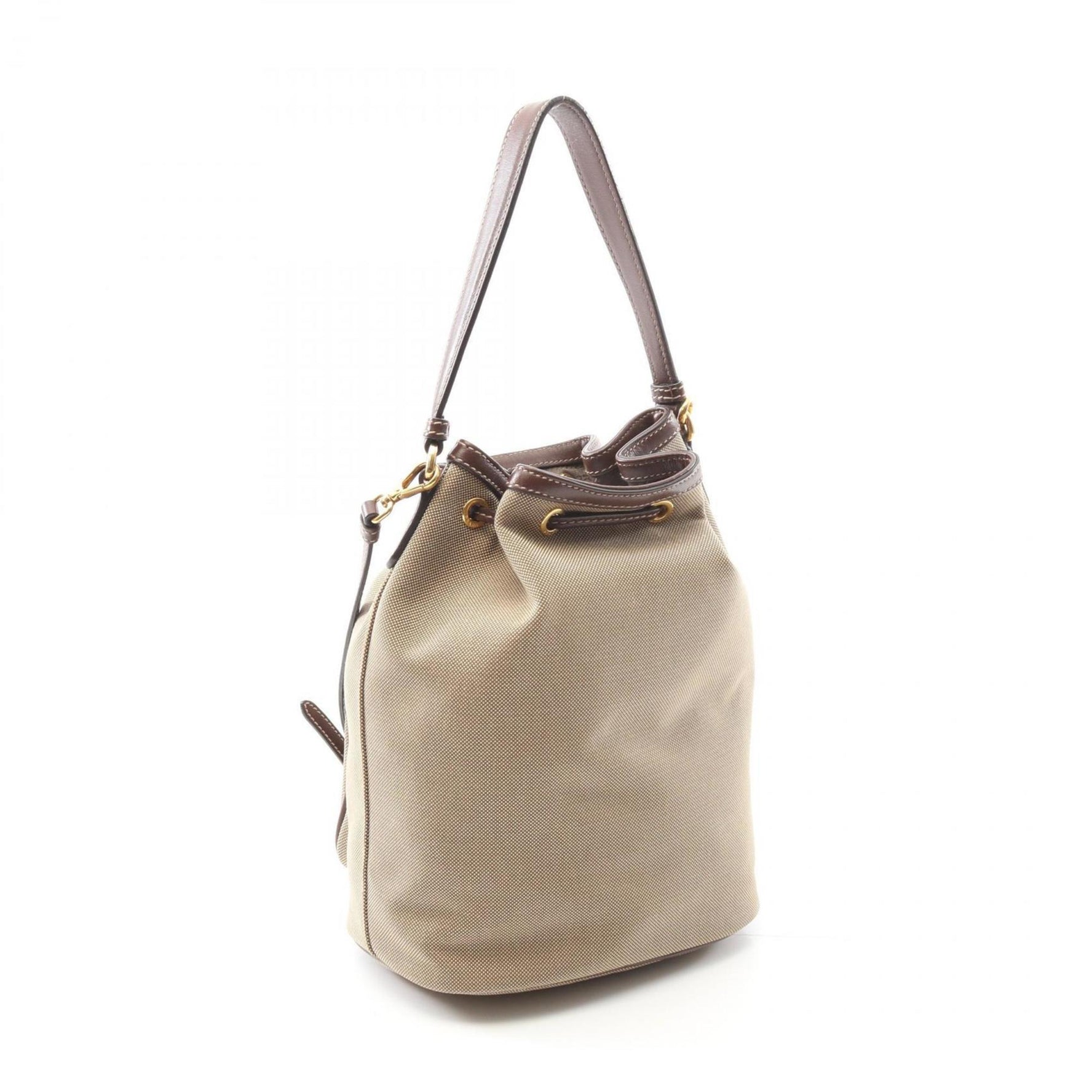 Prada Logo Jacquard Handbag, Canvas and Leather, Beige/Brown