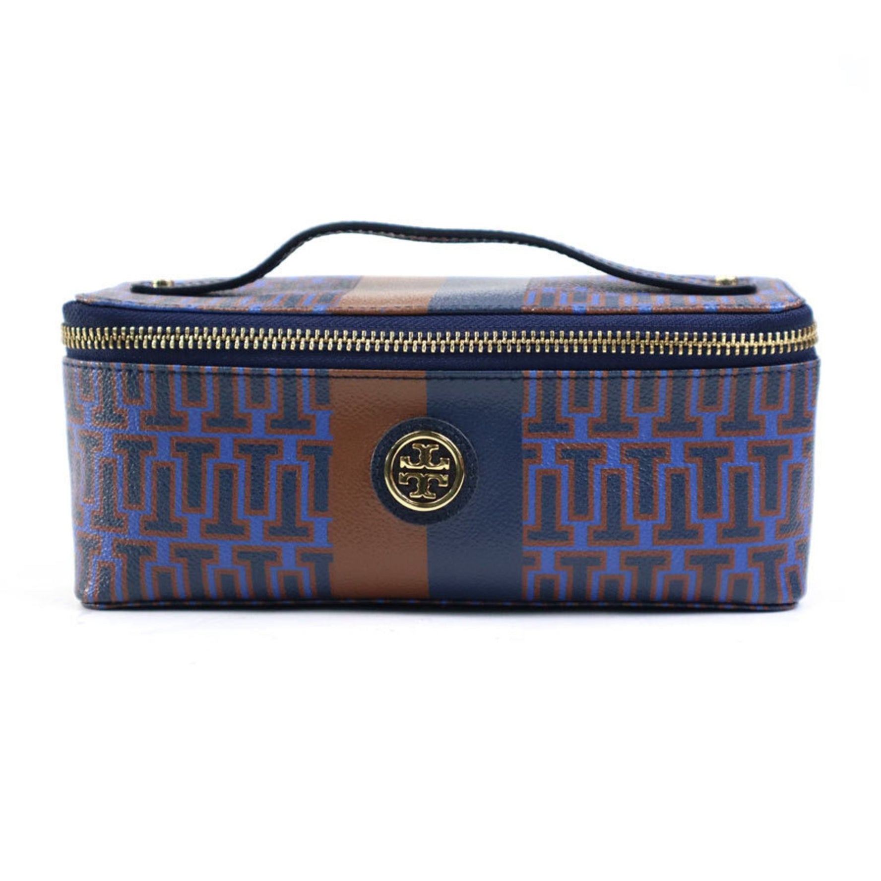 Tory Burch handbag vanity bag leather navy x brown ladies