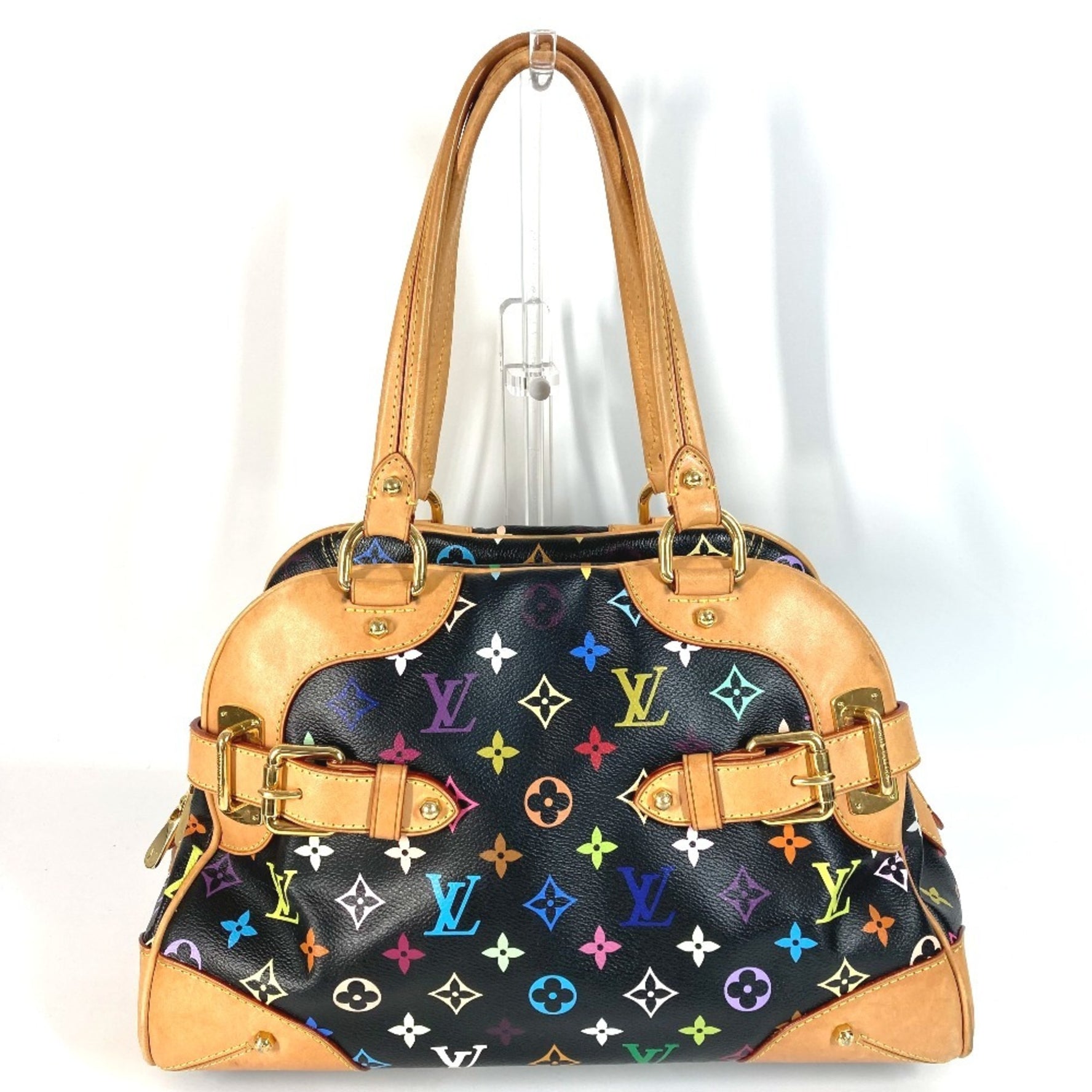 Louis Vuitton Monogram Multicolor Claudia Shoulder Bag Boston Handbag Canvas Noir Black