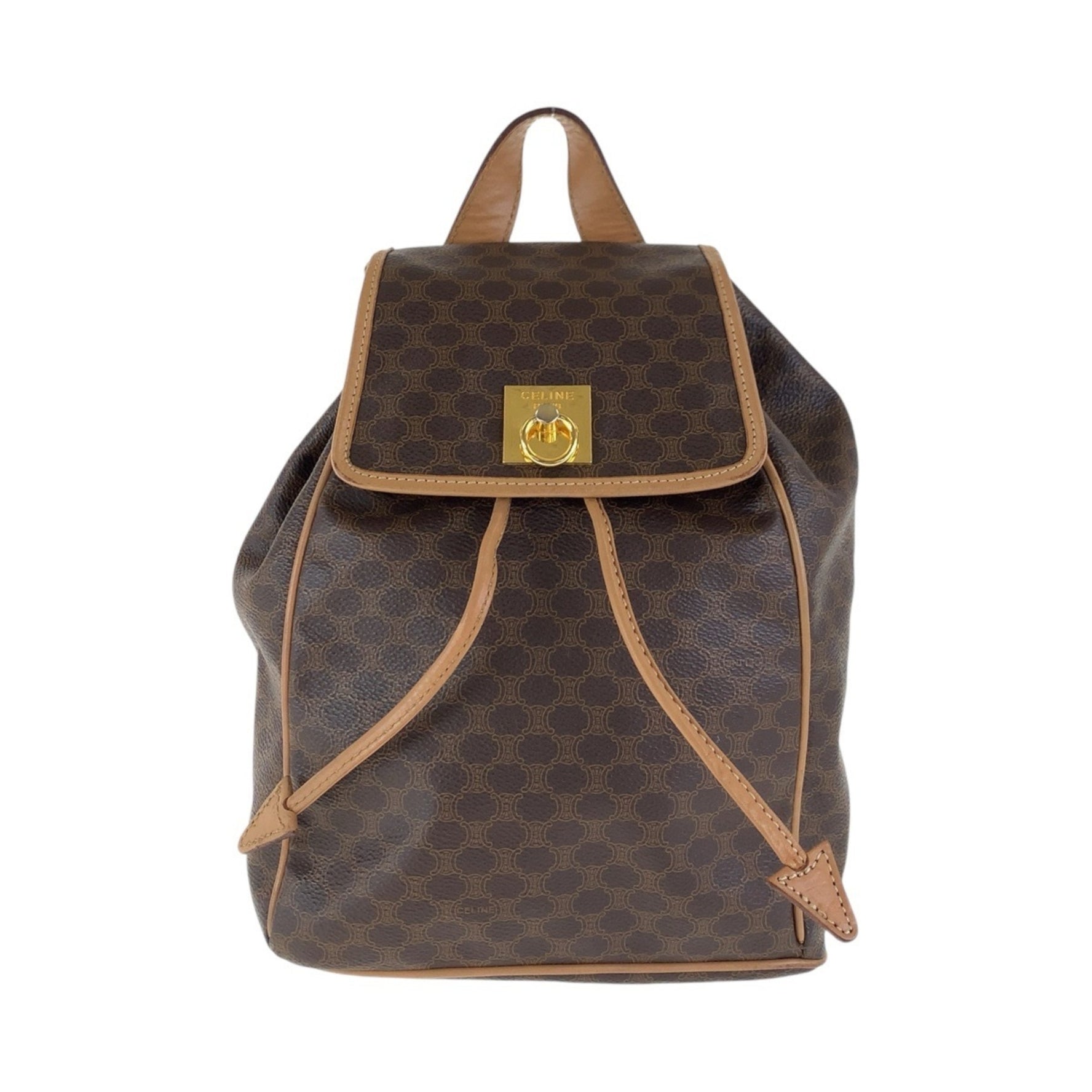 CELINE Vintage Macadam Gold Hardware Leather Backpack Daypack