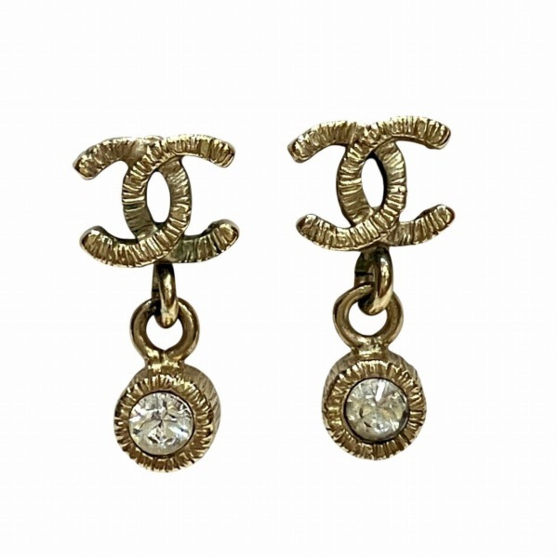 CHANEL Coco Mark Rhinestone Swing Earrings