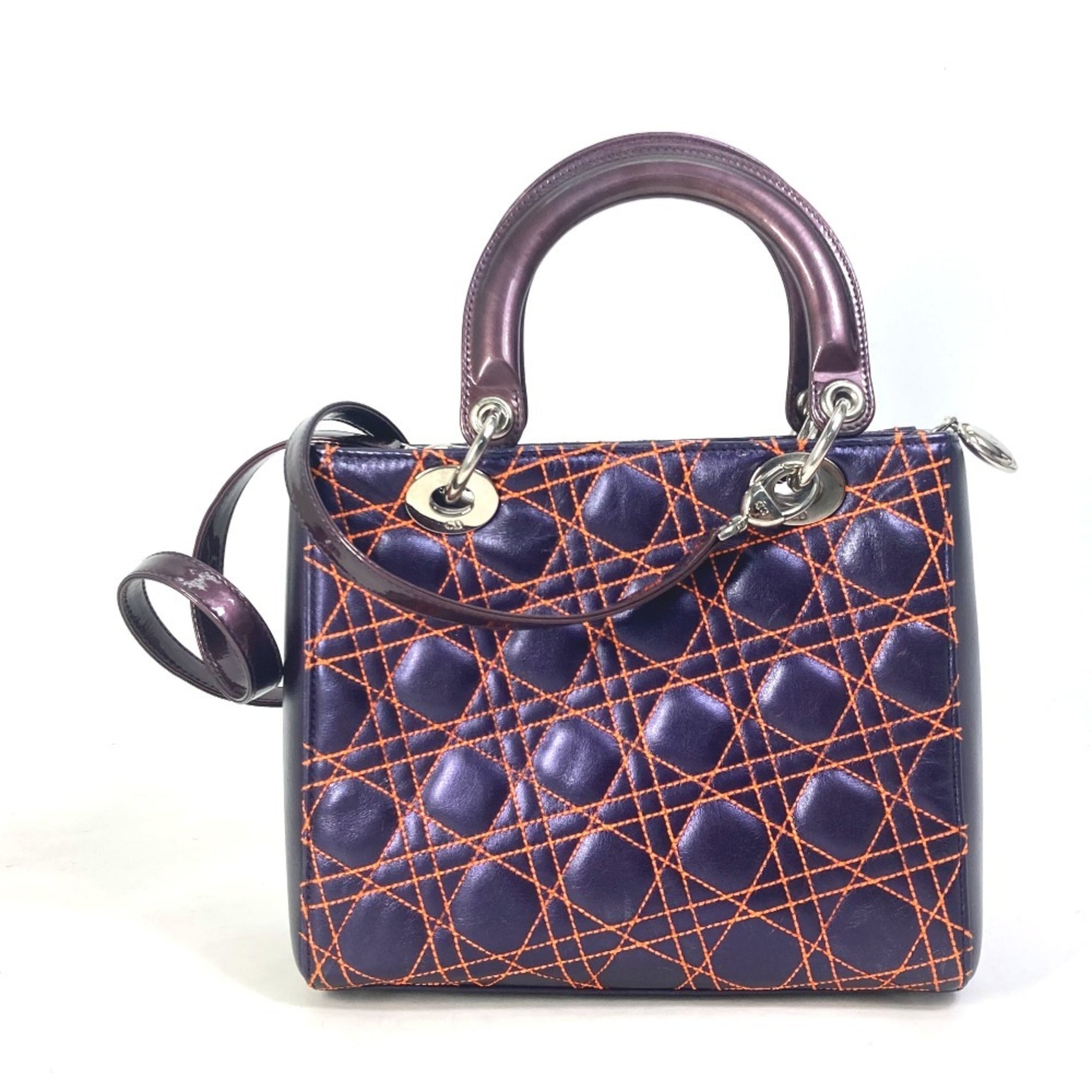 Christian Dior Dior Cannage Lady Quilted Shoulder Bag/Handbag in Purple Leather